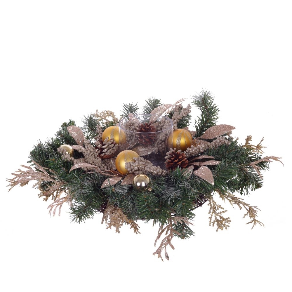 Изображение товара Новогодний рождественский венок 60x17x60 см зеленый декоративный