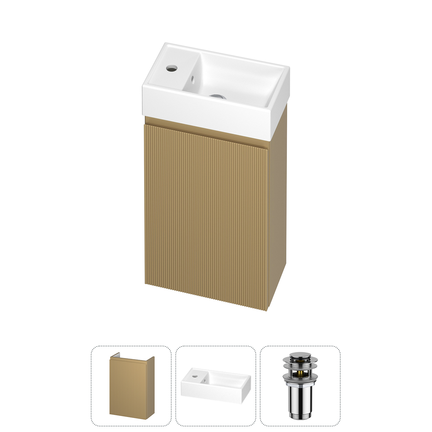 Изображение товара Тумба с раковиной Wellsee WC Area 20216834R бежевый 40 см подвесная