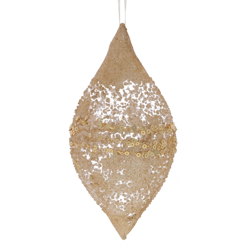 Изображение товара Елочная игрушка Капля 746283 15 см х 7 см жёлтый/золотой