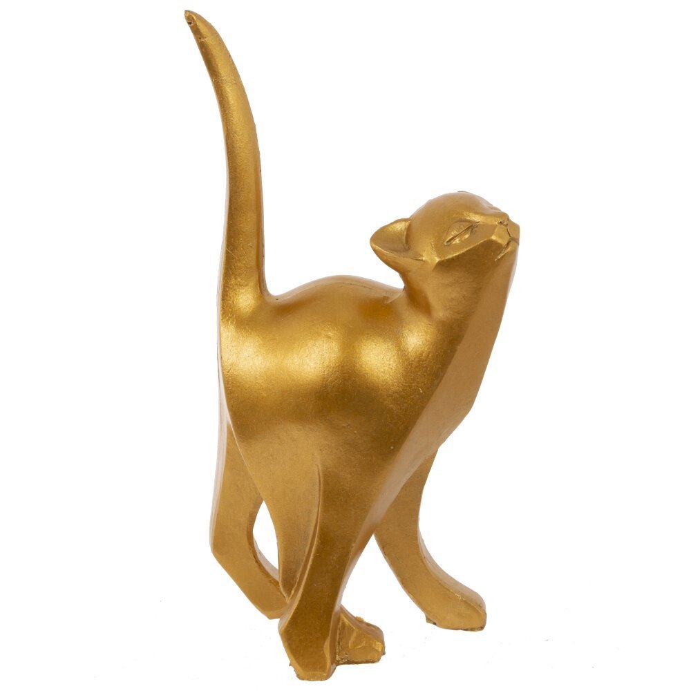 Изображение товара Декоративная кошка из ПВХ, золотистая, 14 см