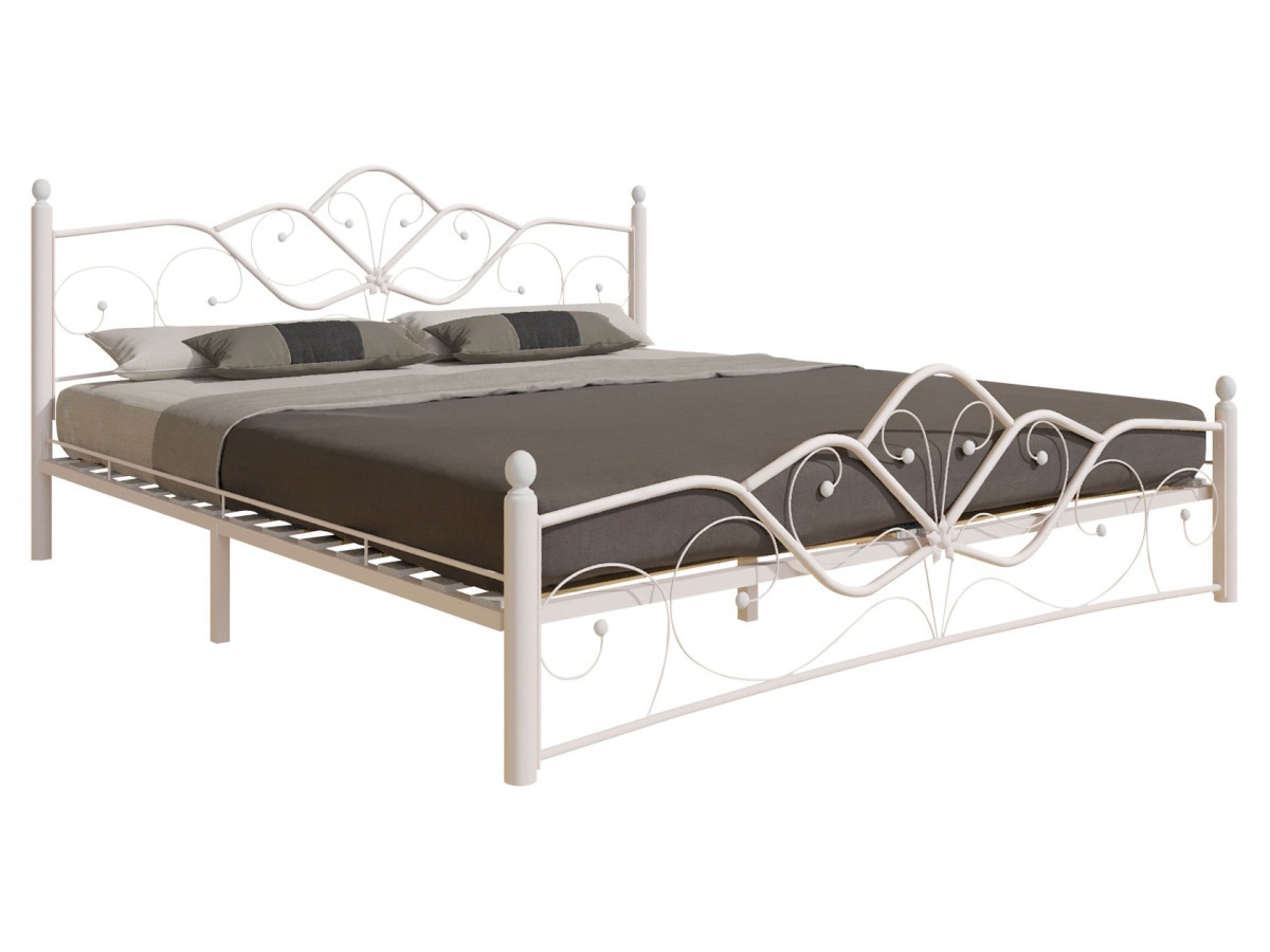 Изображение товара Двуспальная кровать Синди из металла и березы белого цвета 187x107x21.2 см