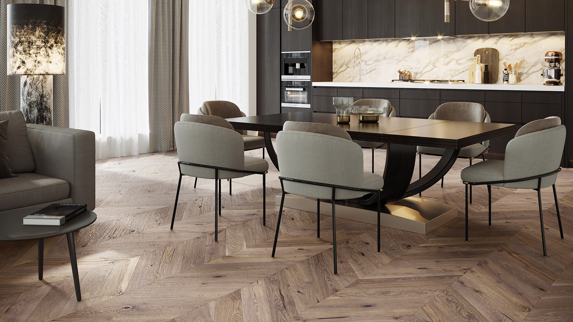 Изображение товара Паркетная доска Barlinek Дуб Serene Французская елка 14 мм 0.61 м²