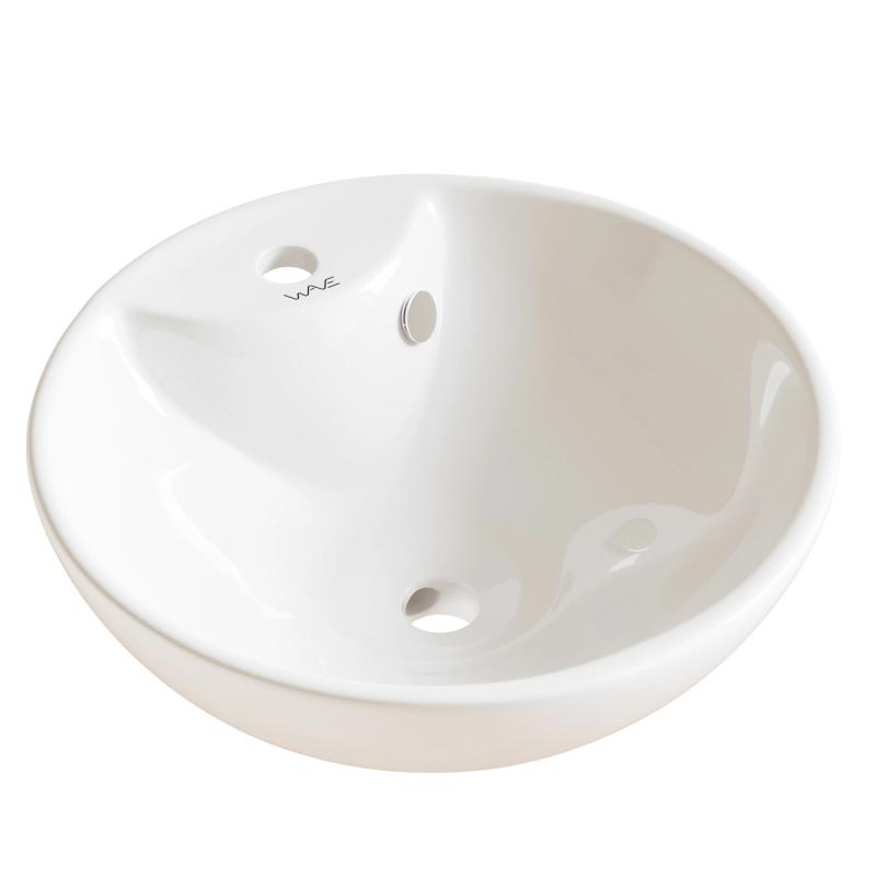 Изображение товара Раковина накладная Wave 554714 41 см белый глянцевый керамический умывальник для ванной комнаты