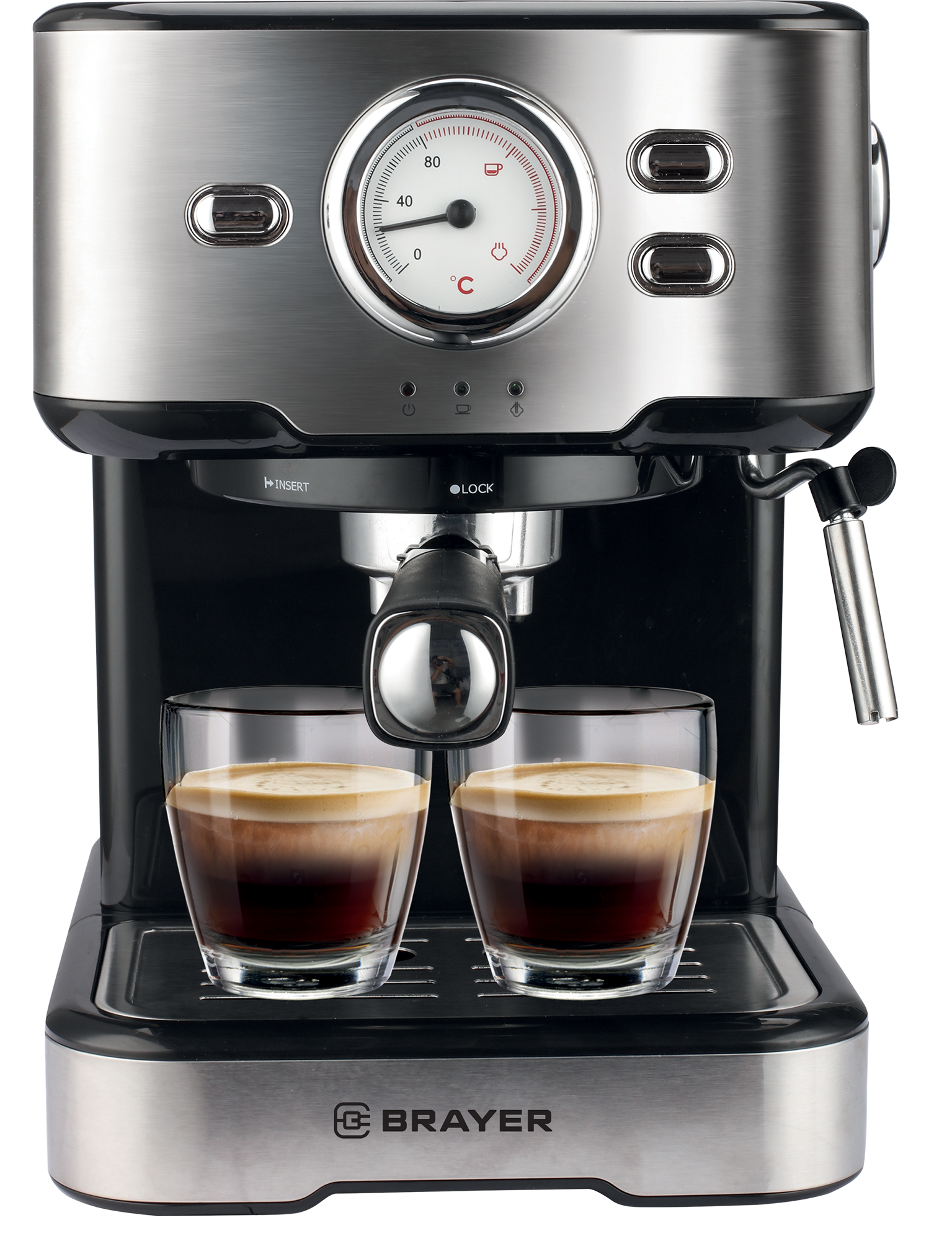 Изображение товара Рожковая кофеварка BRAYER BR1101 1200 Вт капучино латте двухчашечная