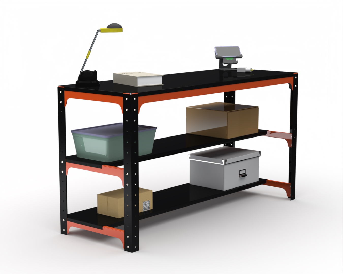 Изображение товара Металлический стол MetaLex 201190 высокая нагрузка 260 кг, оранжево-черный