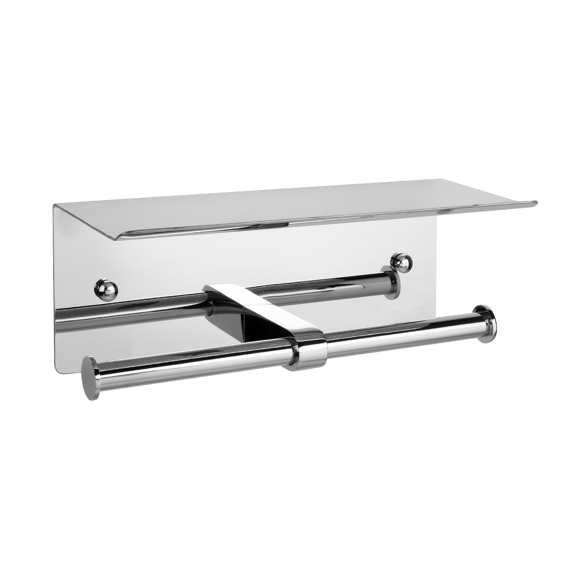 Изображение товара Держатель для туалетной бумаги двойной Fixsen HOTEL FX-31011-2 с полкой для телефона цвет хром