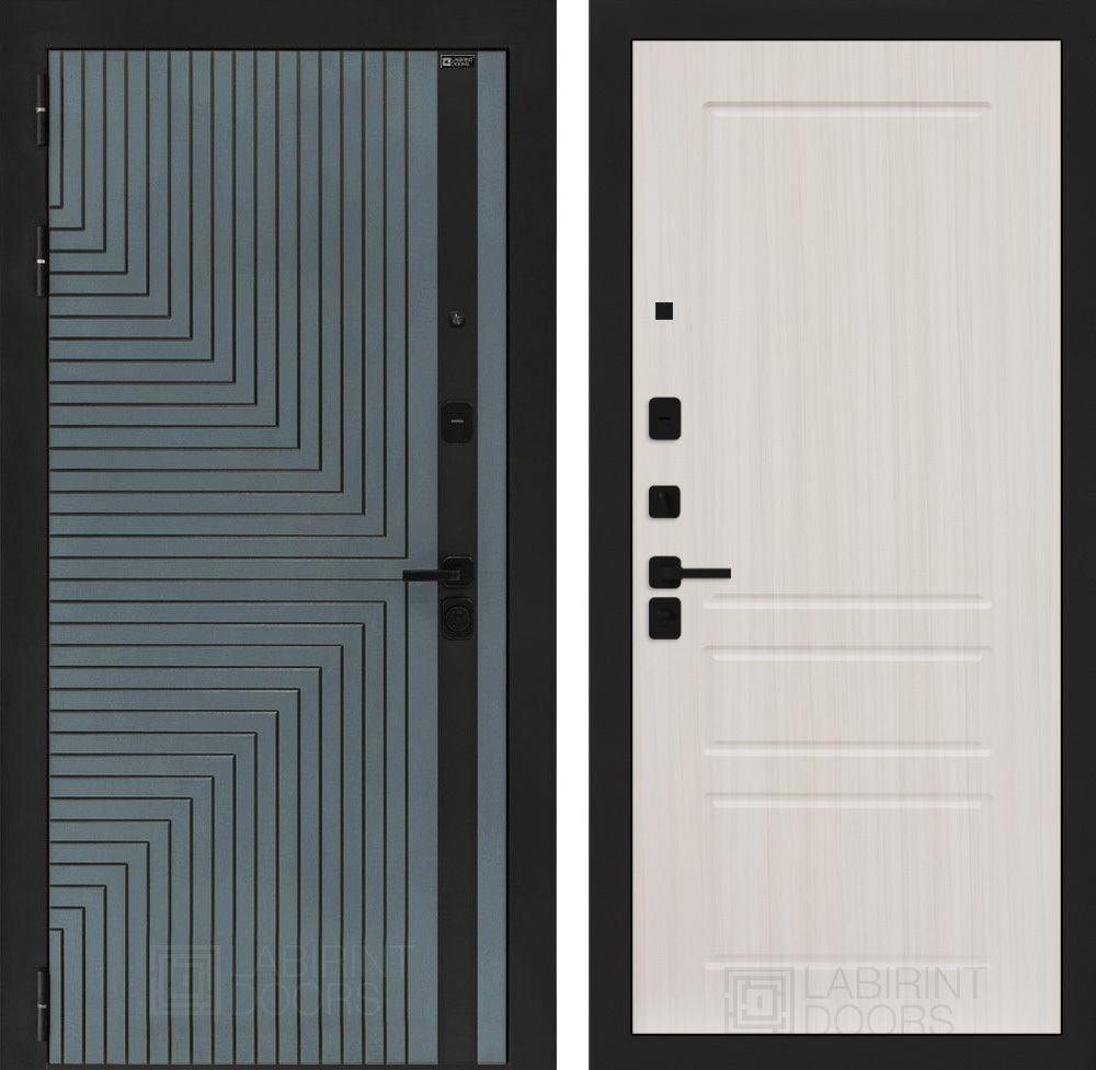 Изображение товара Входная дверь Лабиринт Кредор П03 левый 205x88см цвет серо-зеленый с патиной/сандал белый
