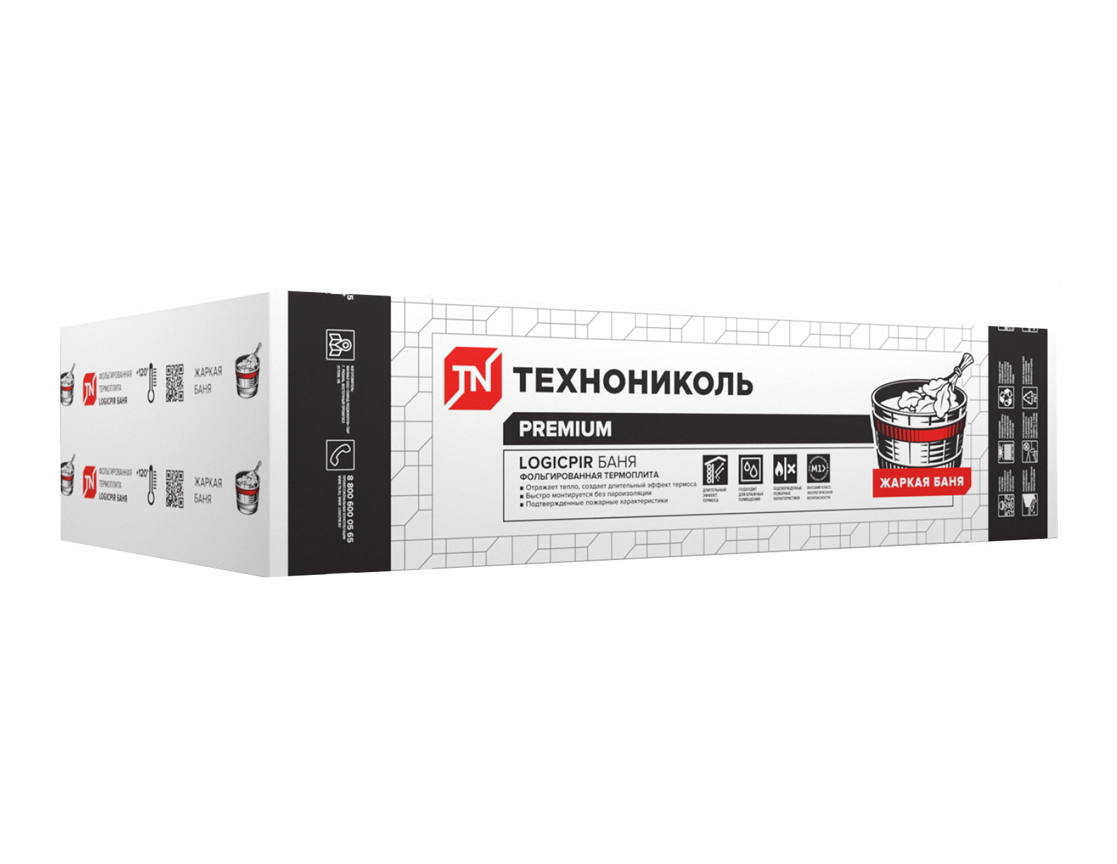Изображение товара Теплоизоляционная PIR-плита Технониколь Premium Logicpir Баня Ф/Ф L-кромка 1190x590x30мм 8шт 5.62м² Изображение товара Теплоизоляционная PIR-плита Технониколь Premium Logicpir Баня Ф/Ф L-кромка 1190x590x30мм 8шт 5.62м²