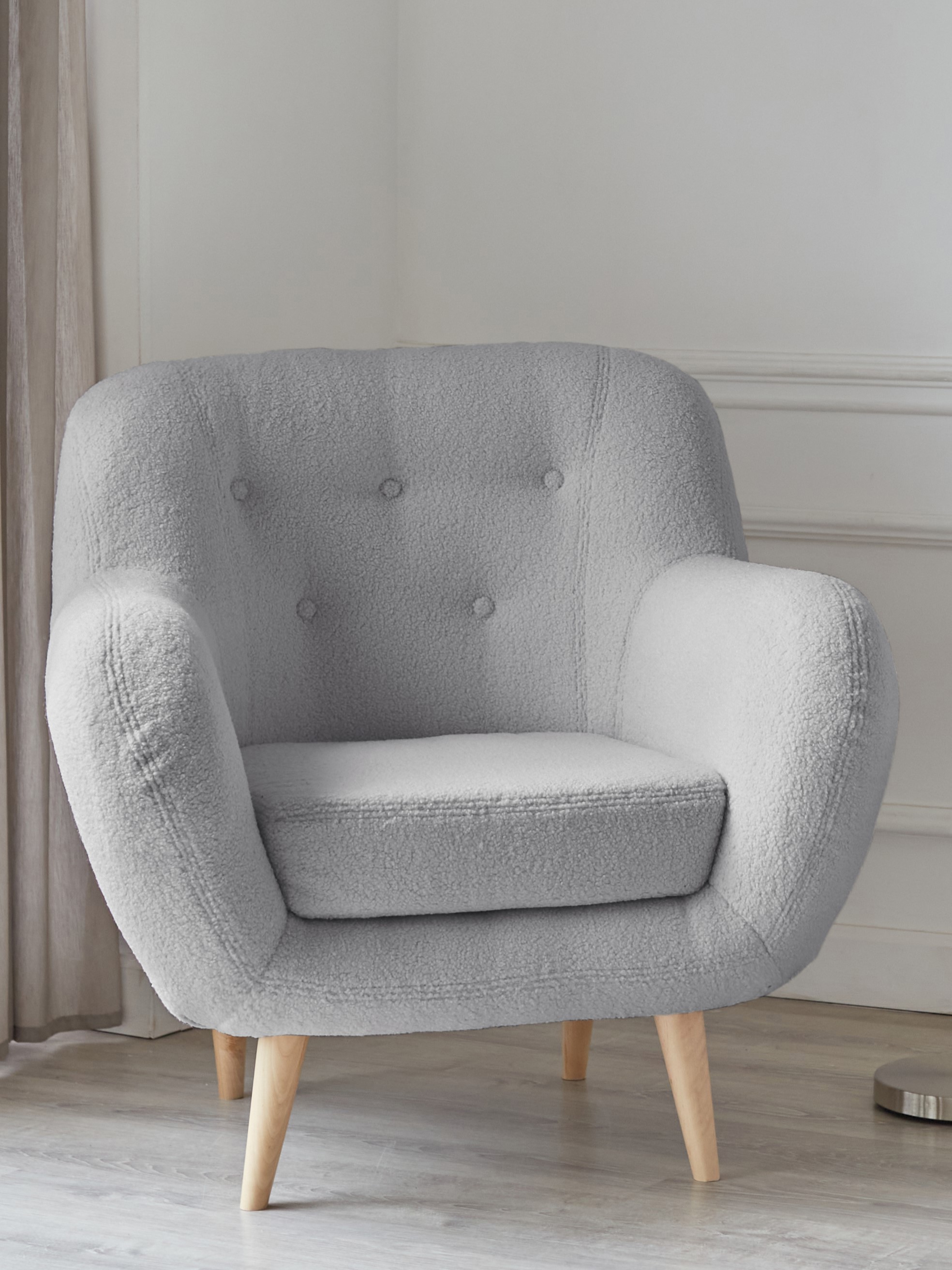 Изображение товара Кресло Диван не мебель Элефант 75x90x85 см искусственный мех цвет светло-серый