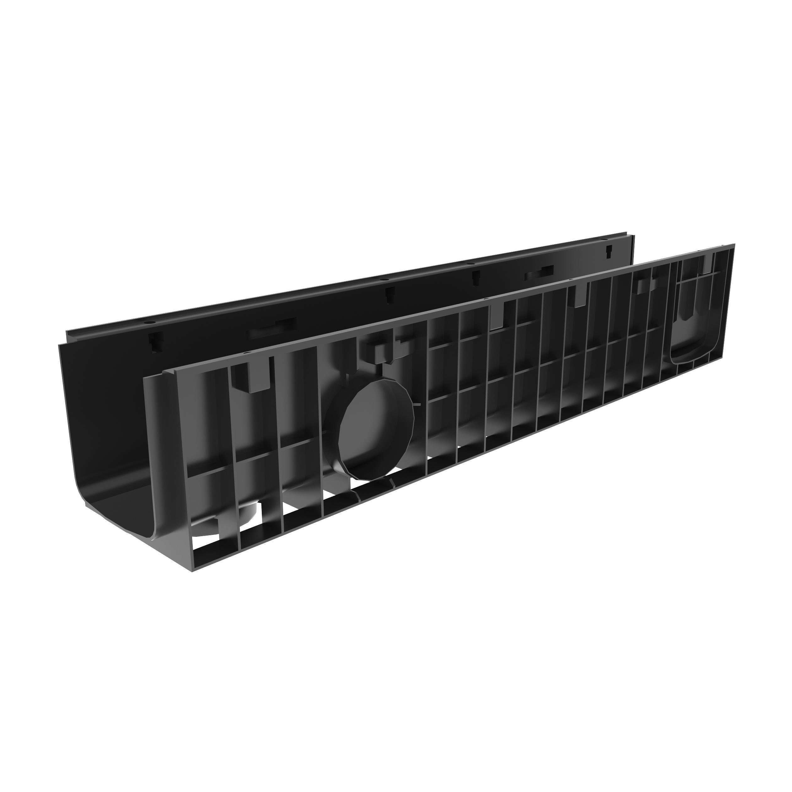 Изображение товара Лоток водосточный пластиковый Gidrolica Standart 1000x185x196мм черный DN150 класса С250