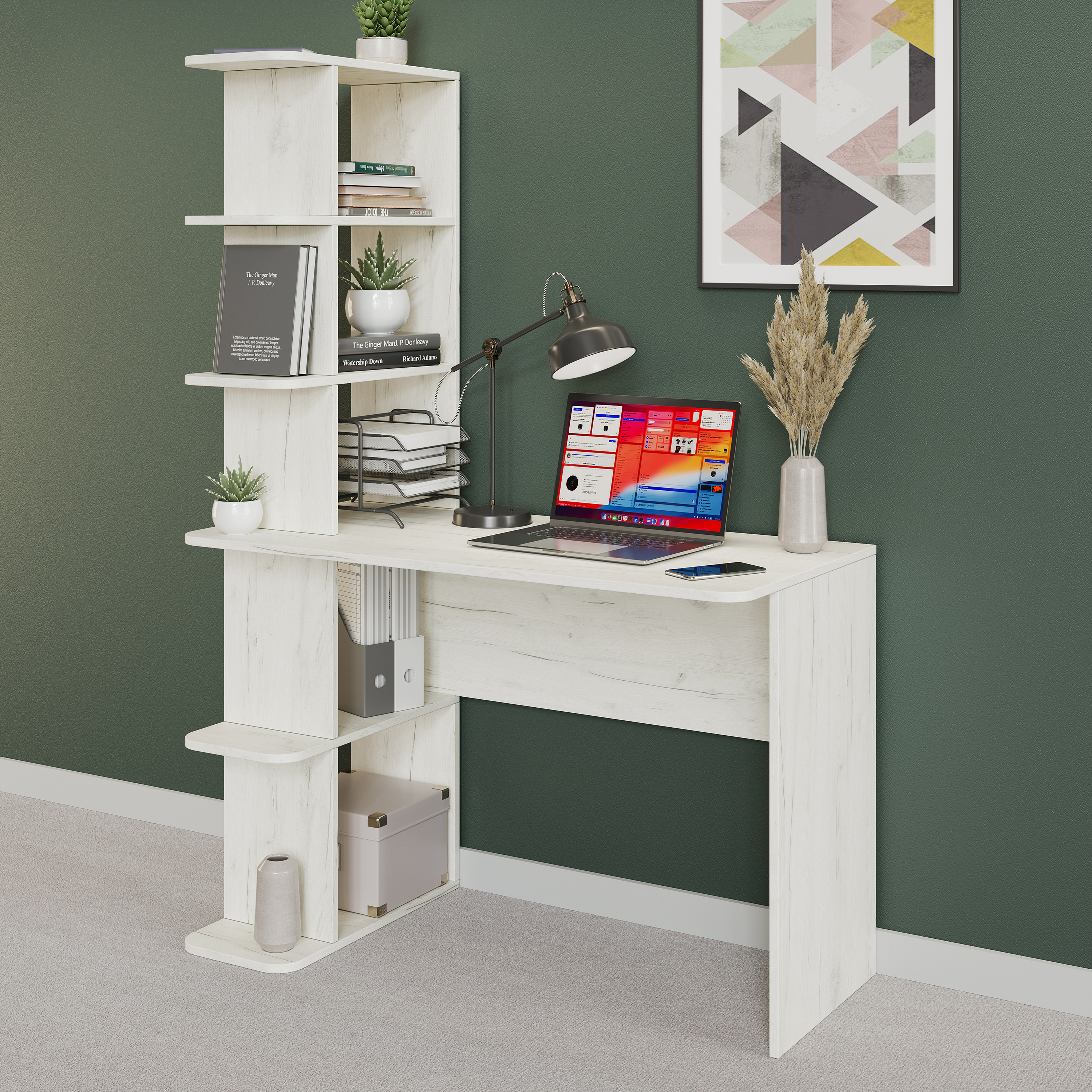 Изображение товара Письменный стол Трия 110x159 см ЛДСП платиновый цвет