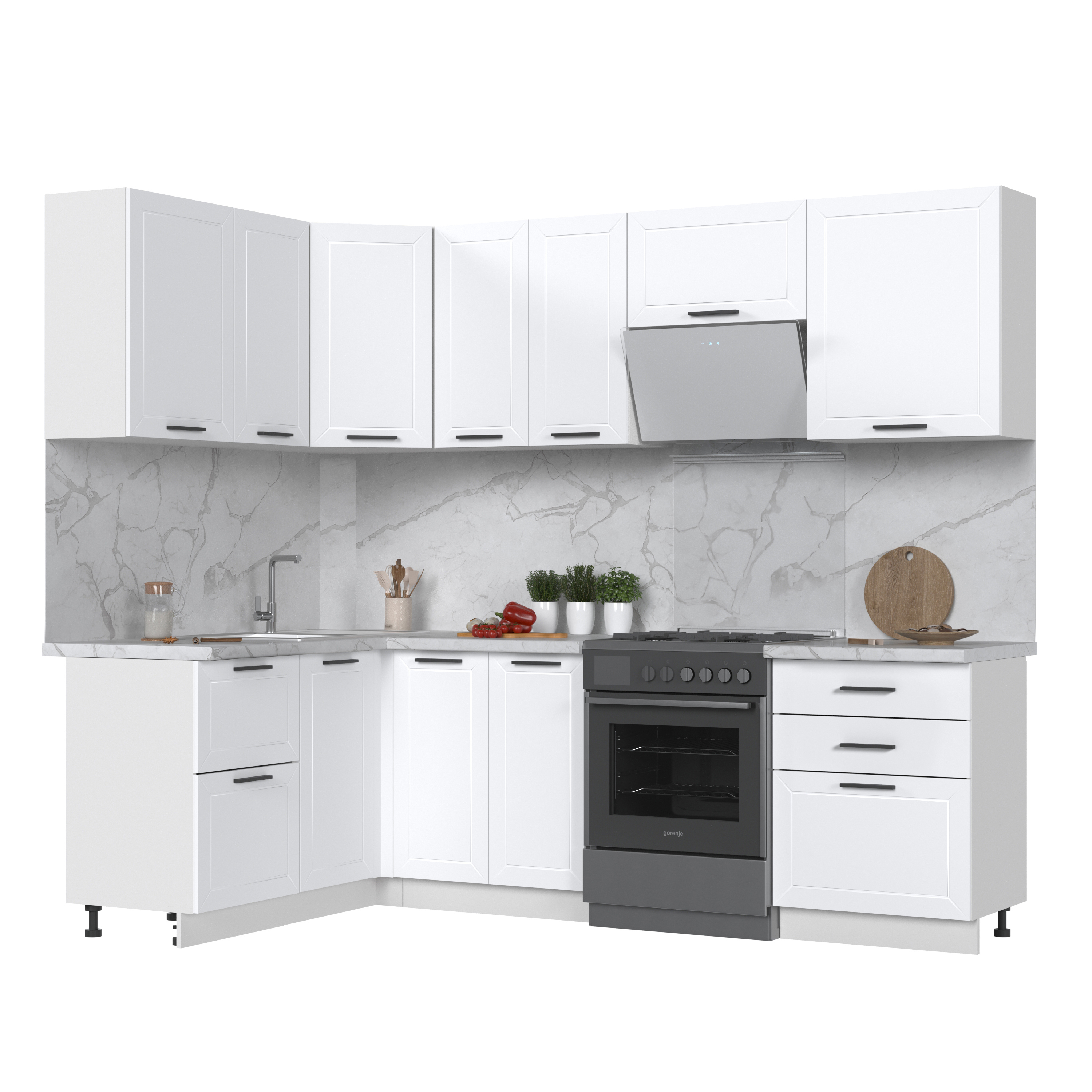 Изображение товара Кухонный гарнитур Kameol Горный ледник УТ000588905 250x217x150 см ЛДСП цвет белый