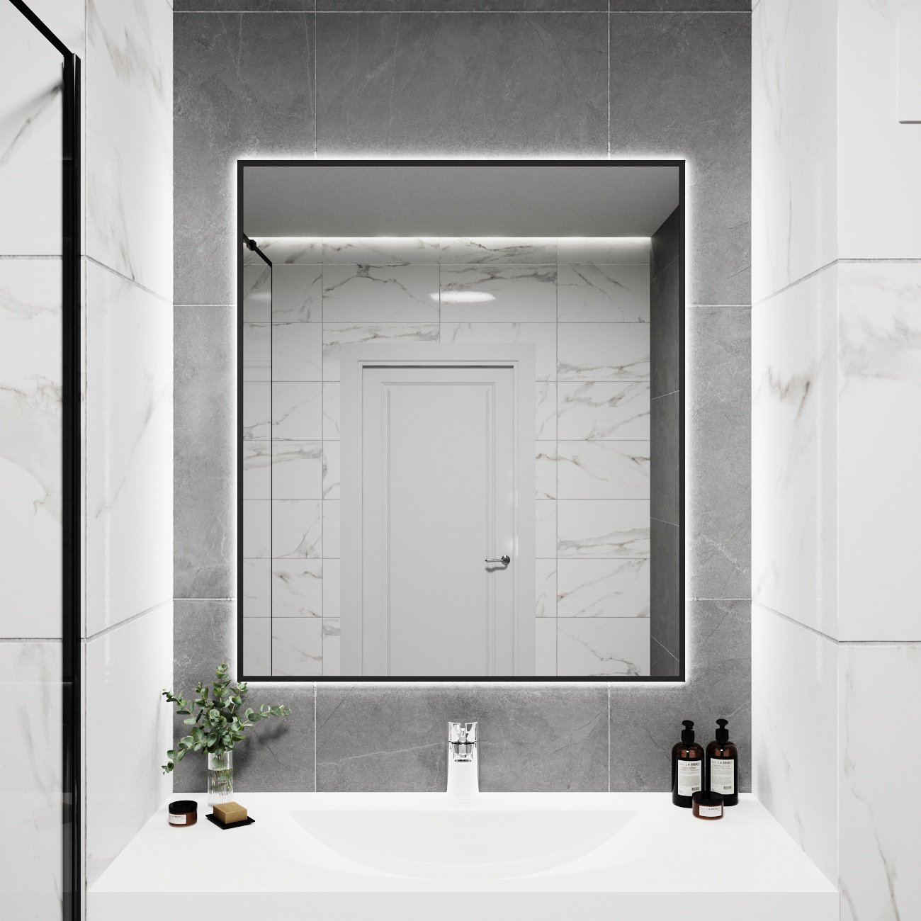 Изображение товара Зеркало со встроенной подсветкой One mirror 10090чсх 90x100 см Изображение товара Зеркало со встроенной подсветкой One mirror 10090чсх 90x100 см