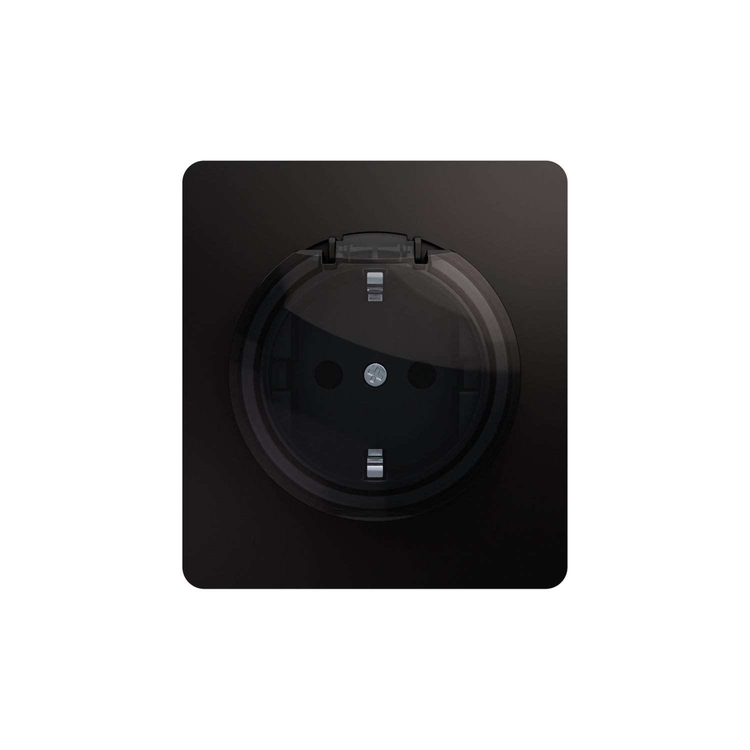 Изображение товара Розетка встраиваемая Kranz Round KR-78-0702-3 с заземлением шторками и крышкой цвет оникс