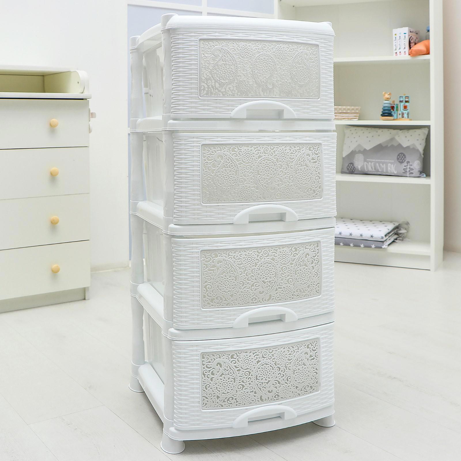 Изображение товара Комод Виолет Ажур 4 ящика 39x47x95 см пластик цвет белый