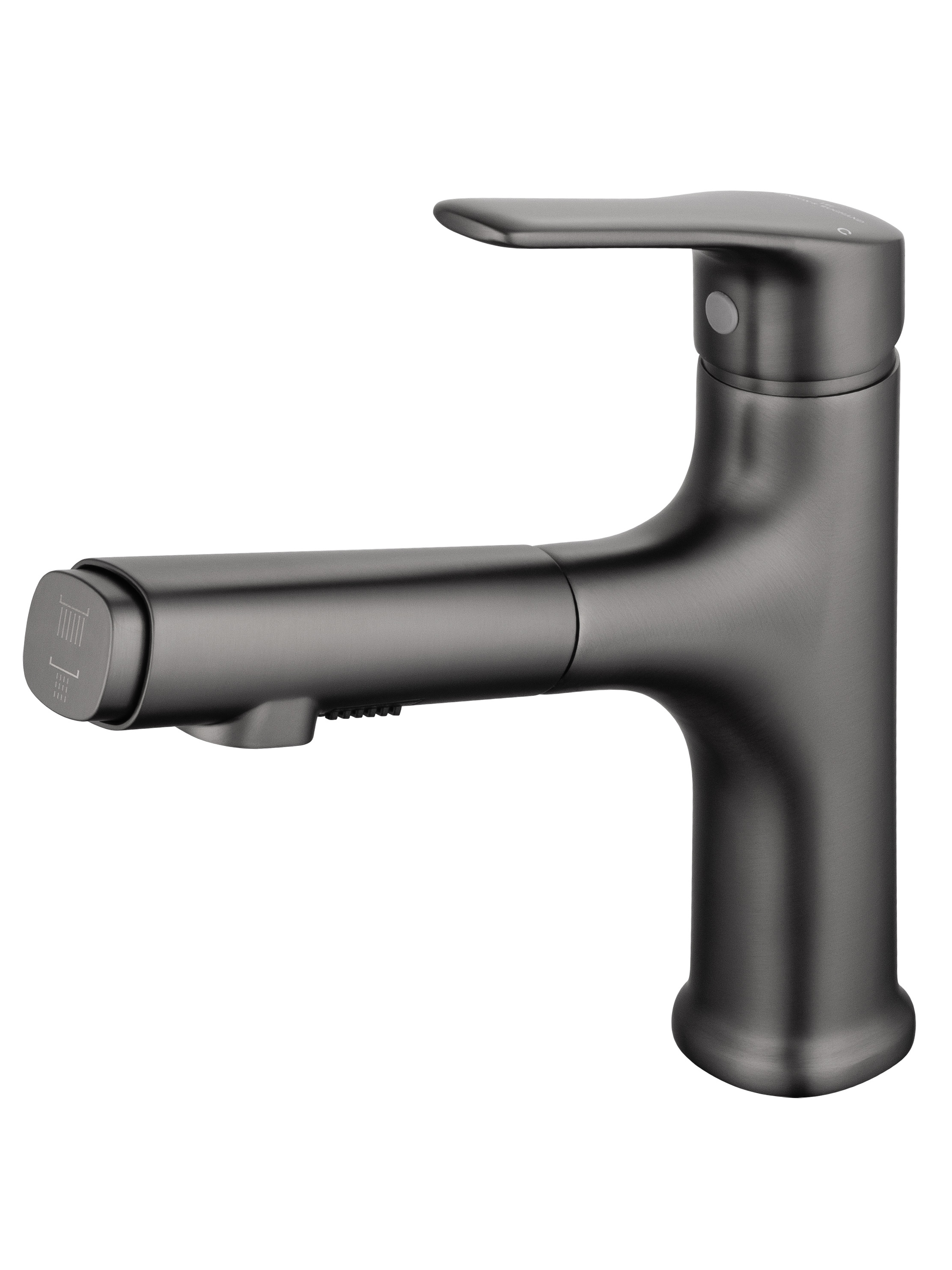 Изображение товара Смеситель для раковины с выдвижным изливом Wonzon & Woghand однорычажный цвет темный графит WW-AE4151-BGG