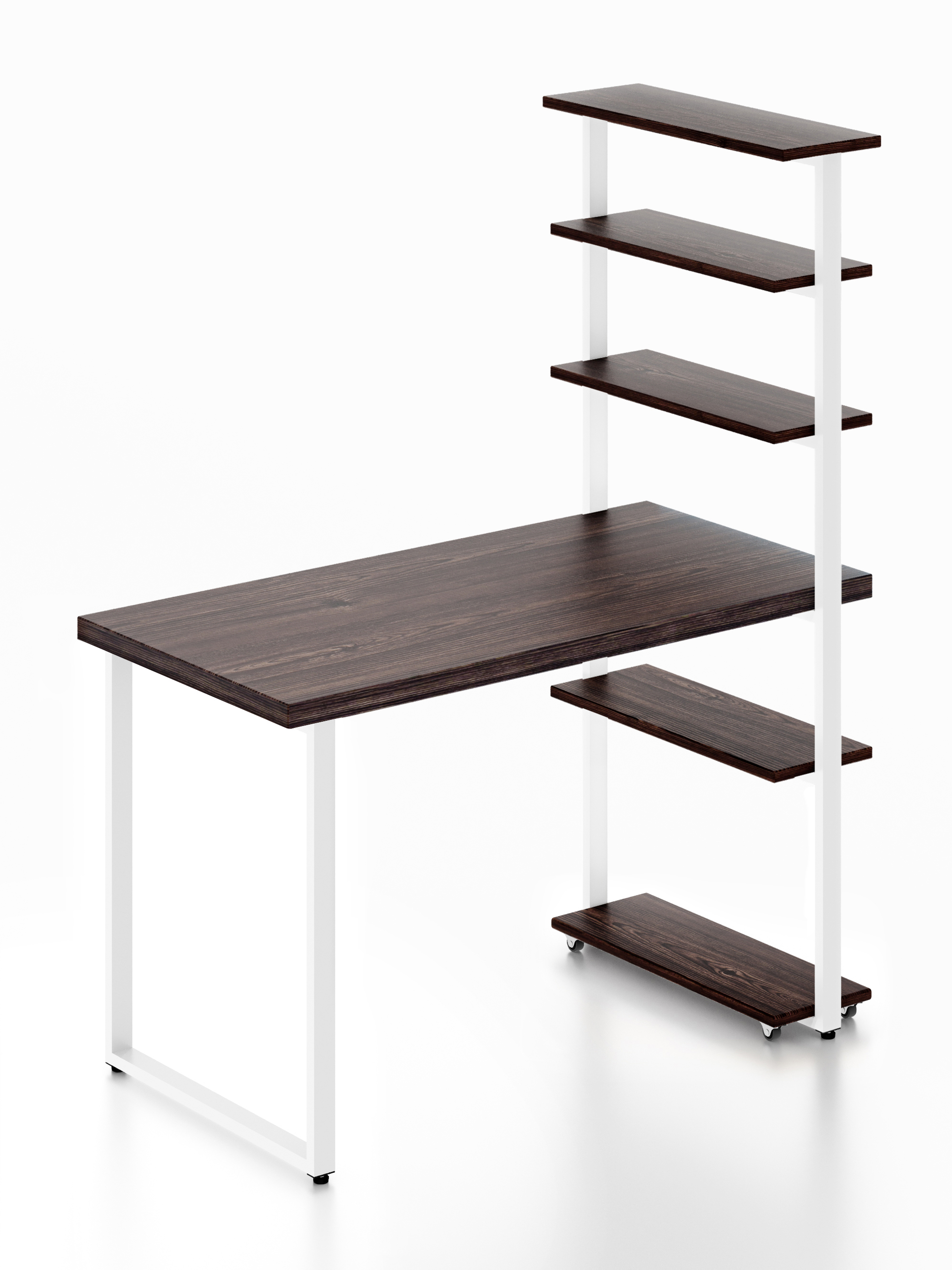 Изображение товара Стол Solarius loft 5 полок столешница 40 мм 60x145x140 см белые металлические ножки сосна цвет венге