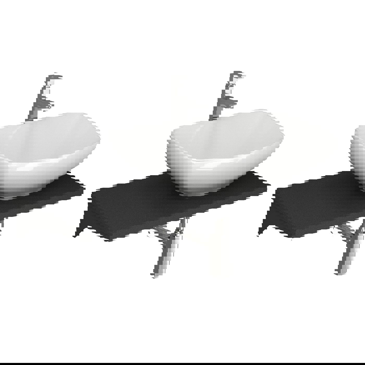 Изображение товара Раковина накладная Bauedge spectrum BF1329 белый глянец с клик-клак и сифоном