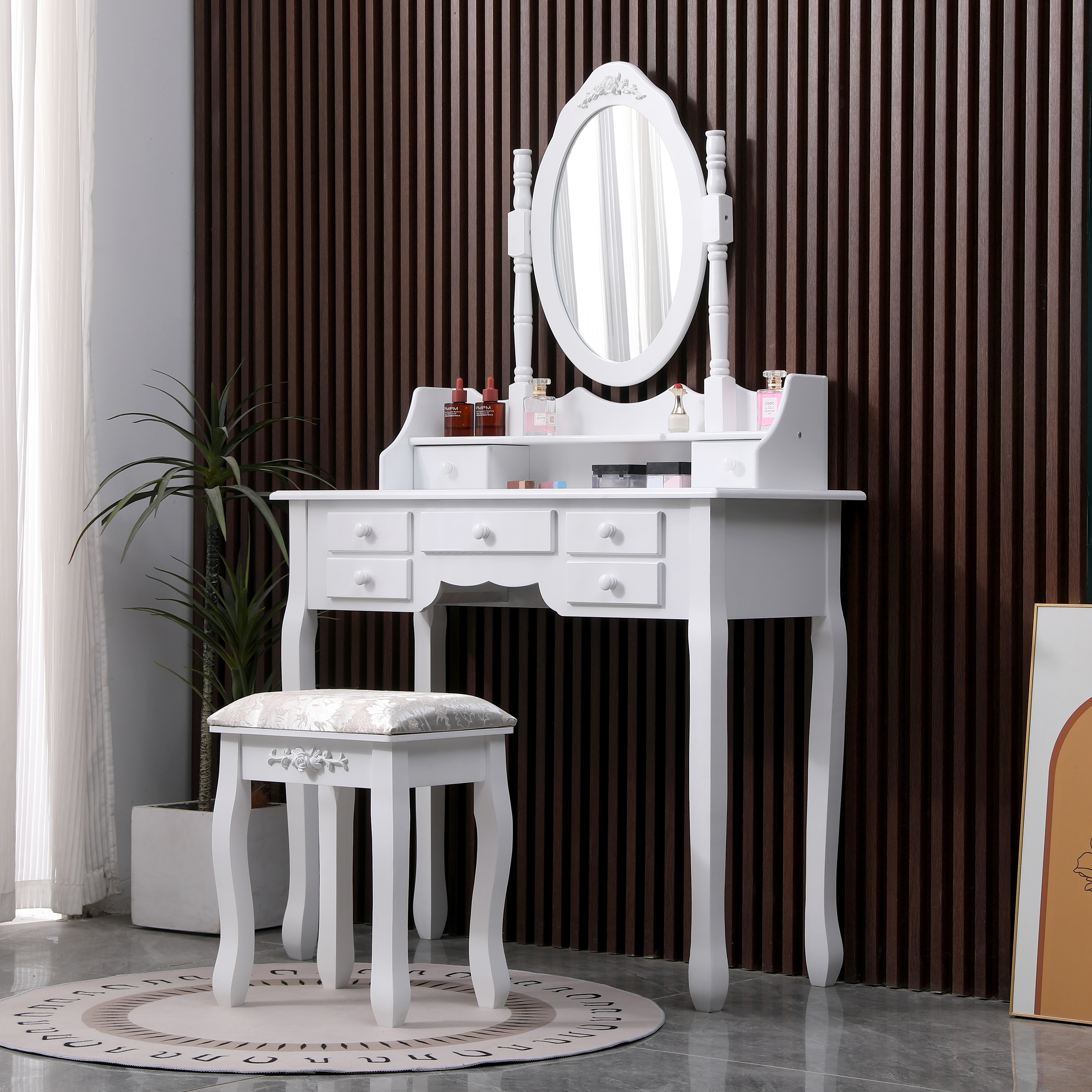 Изображение товара Туалетный столик с зеркалом VINOTTI S023 белый классика мебель для спальни