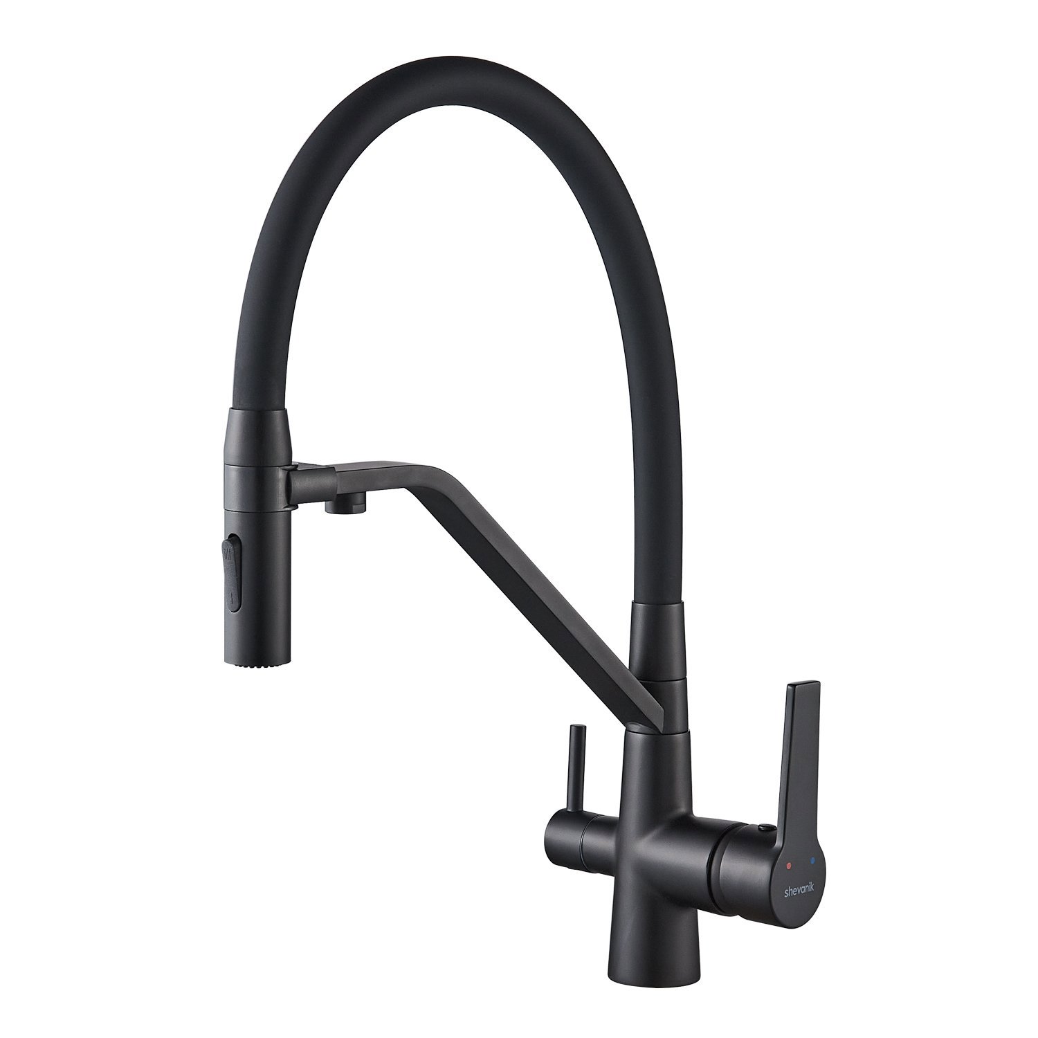 Изображение товара Смеситель для кухни Shevanik S278H гибкий излив подключение фильтра черный