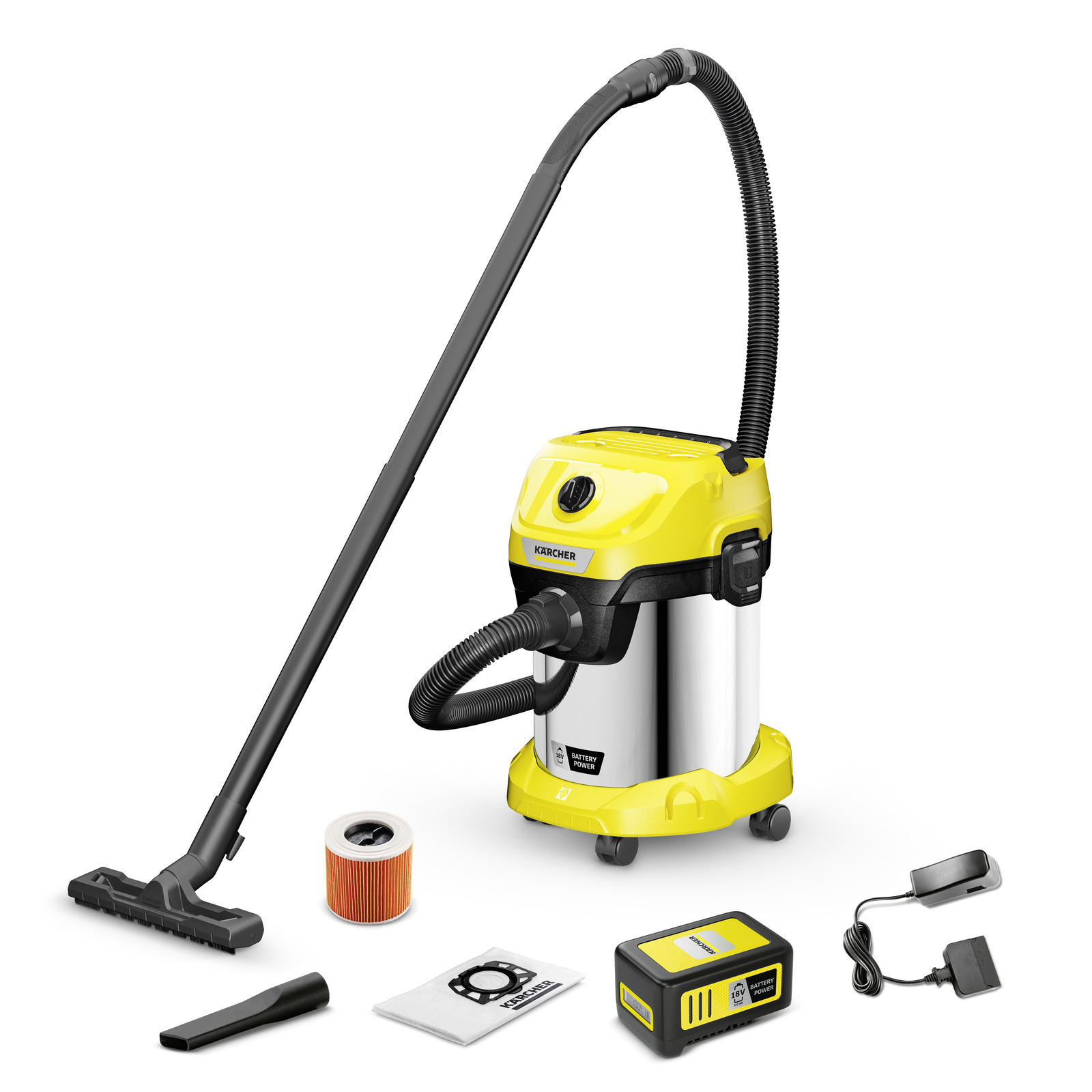 Изображение товара Беспроводной строительный пылесос Karcher WD 3-18 S V-17/20 270 Вт 17 л