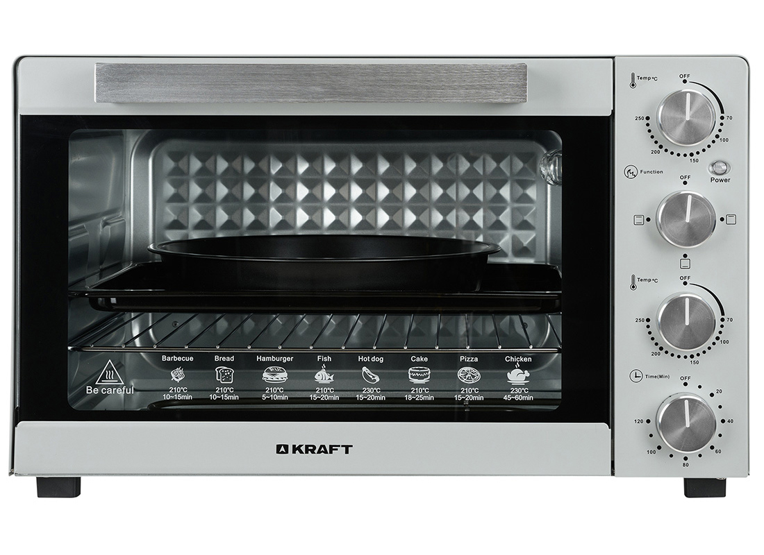 Изображение товара Электропечь Kraft 2000 Вт, объем 45 л, серый цвет, таймер механический