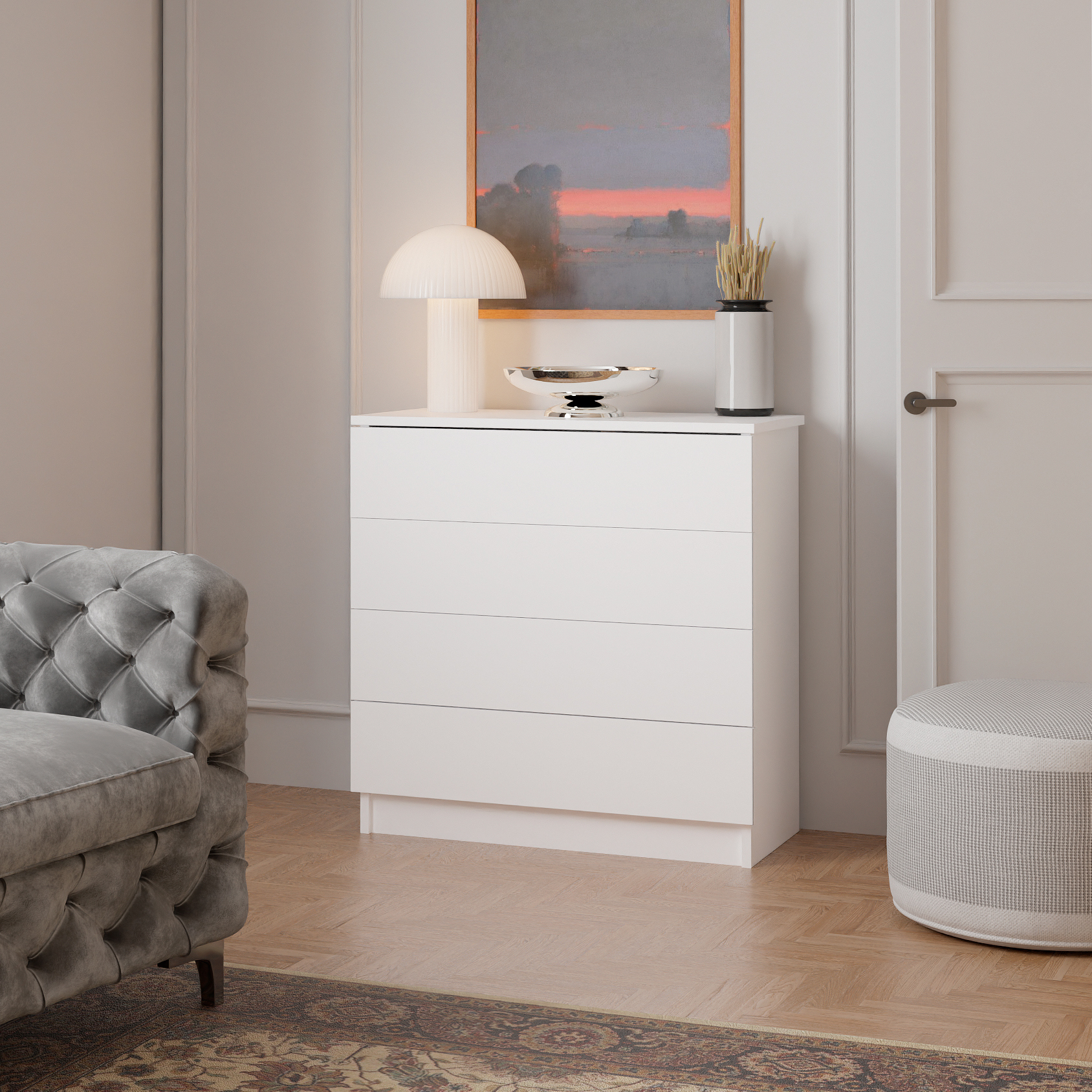 Изображение товара Комод Dipriz Марм с 4 ящиками белый современный стиль для дома