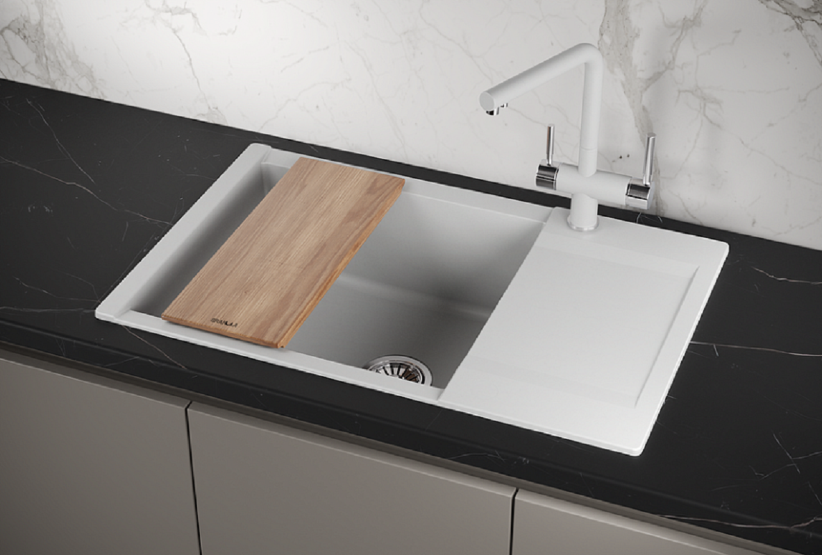 Изображение товара Накладная мойка Granula ES-7807 50x78x20 см кварц цвет бежево-белый