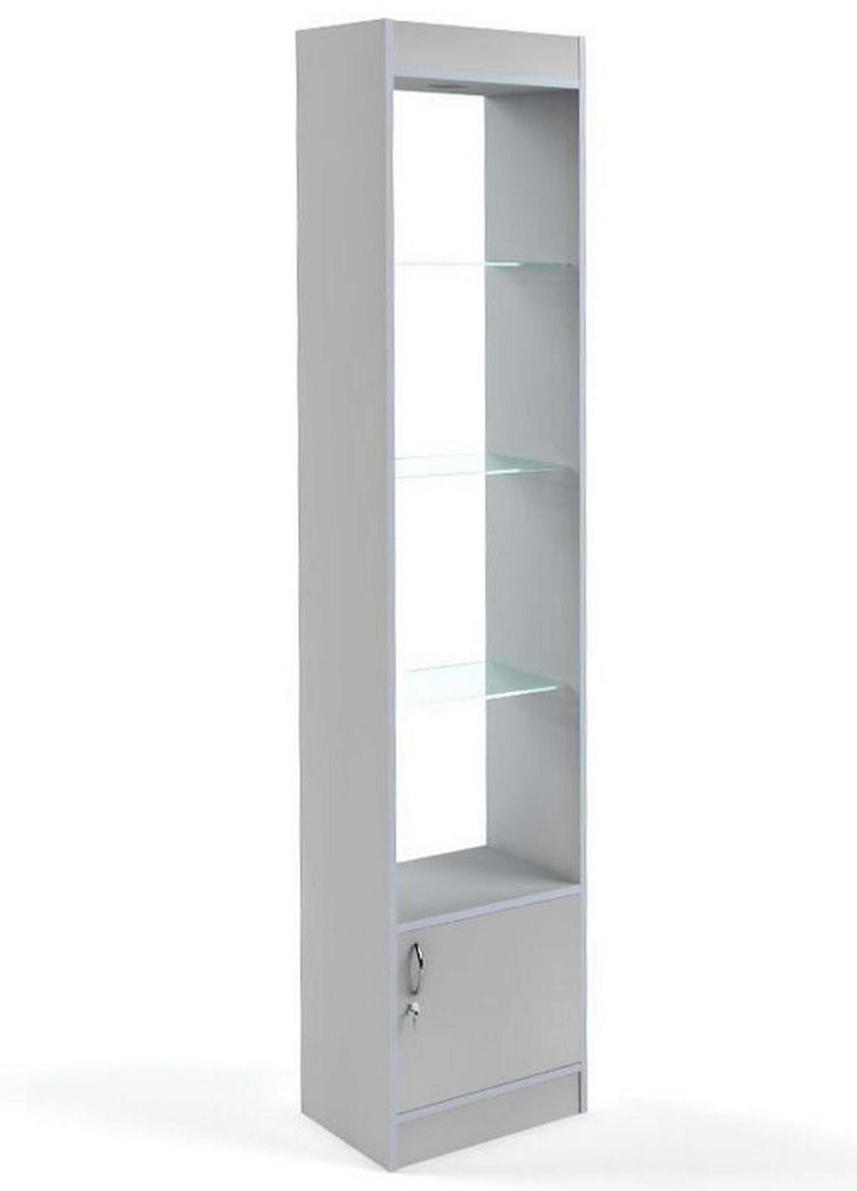 Изображение товара Шкаф-витрина 45x200 см с накопителем Универсал №62-45 без верхних дверей дерево/стекло цвет серый