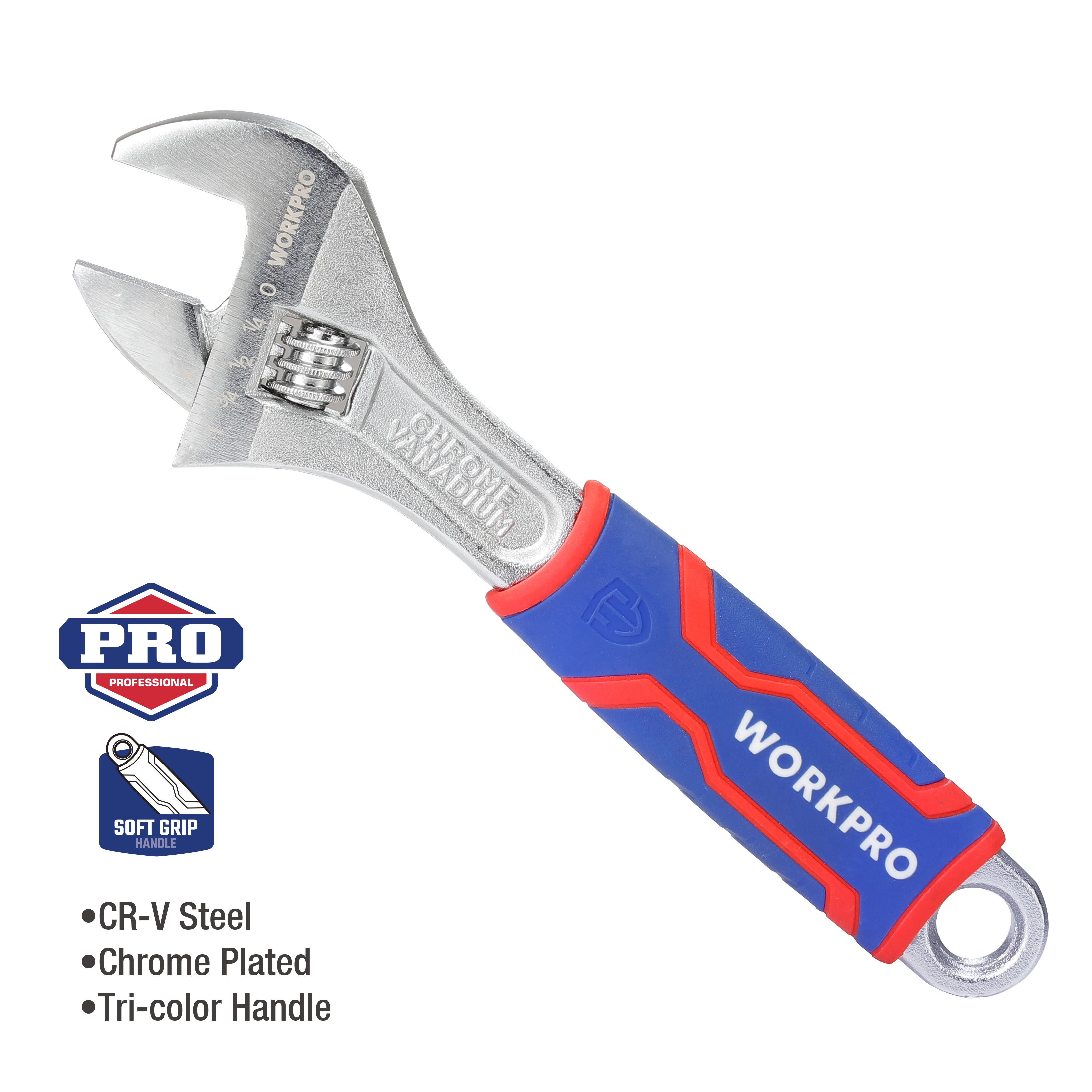 Изображение товара Разводной ключ WORKPRO 250 мм с хромовым покрытием