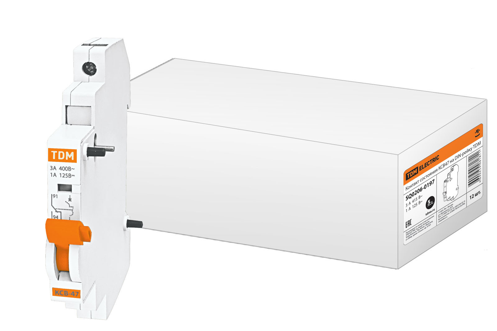 Изображение товара Контакт состояния Tdm electric КСВ47 для ВА47-29/ВА47-100 на DIN-рейку SQ0206-0197