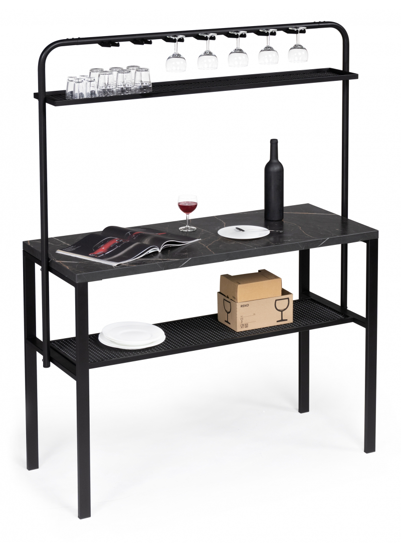 Изображение товара Стол барный прямоугольный Woodville 125x125 см лдсп цвет файерстоун / черный матовый