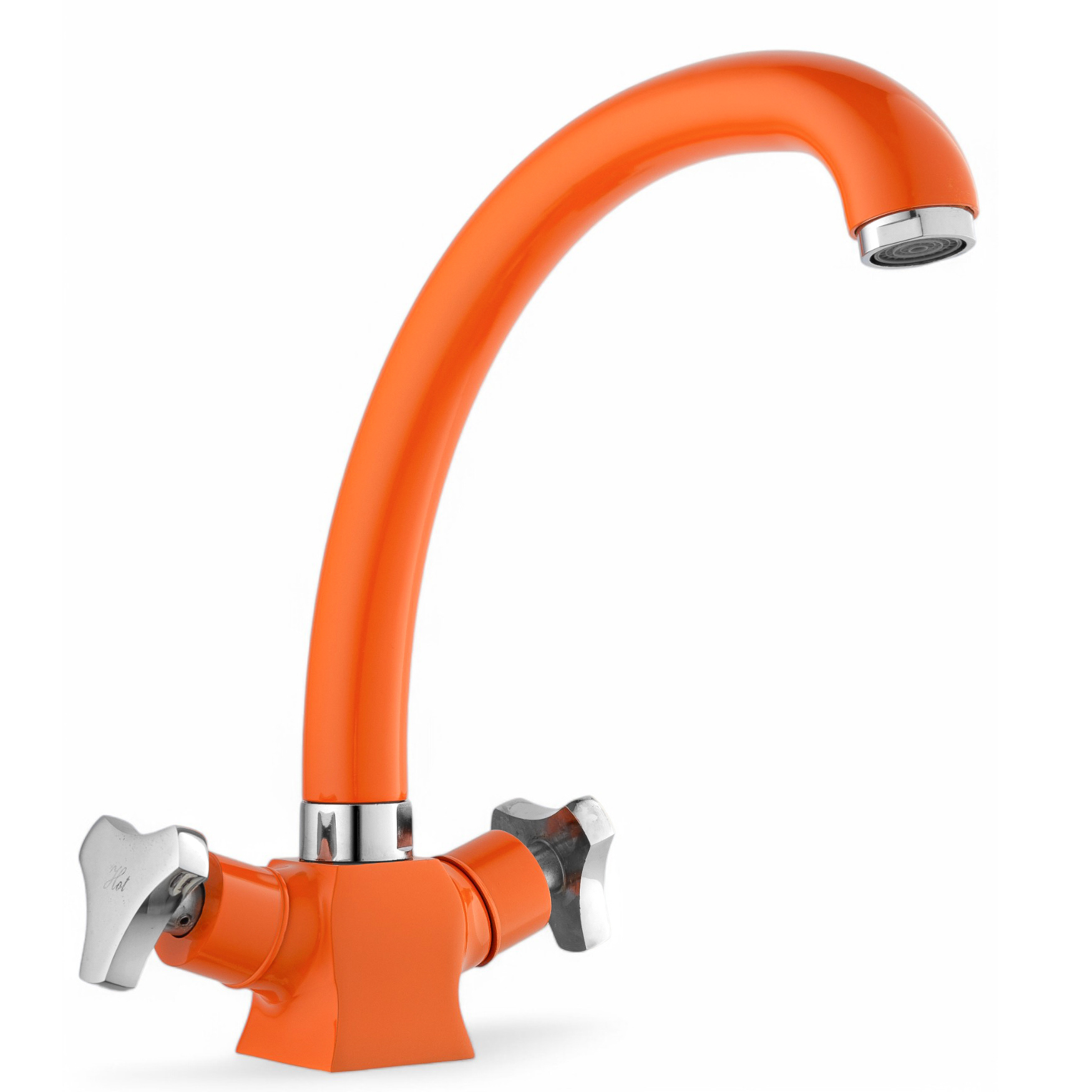 Изображение товара Смеситель для кухни Potato P42308-10 поворотный оранжевый 18.5 см с аэратор