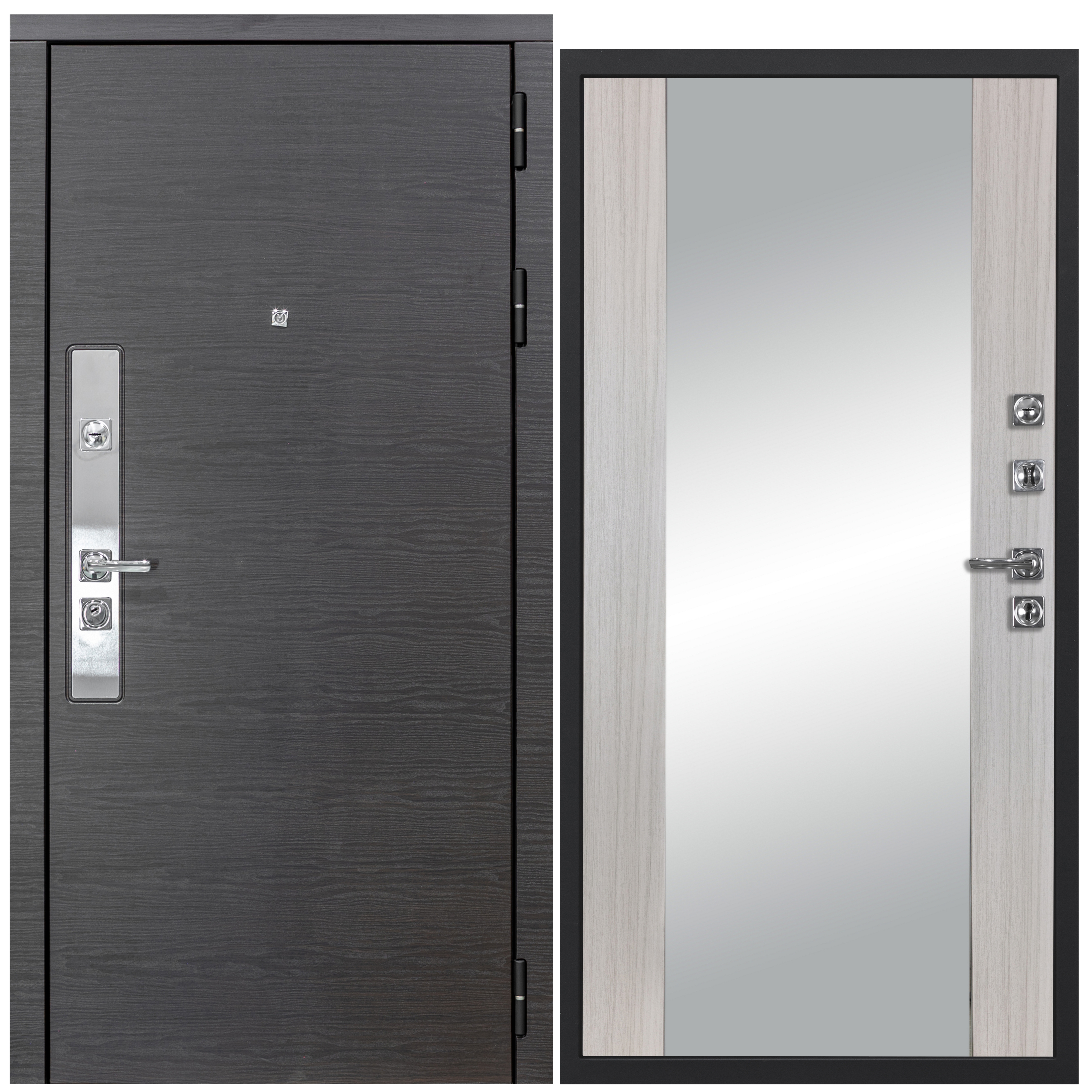 Изображение товара Входная дверь Diva STR МХ-39 205x86см правый цвет Д15 сандал белый/венге с зеркалом