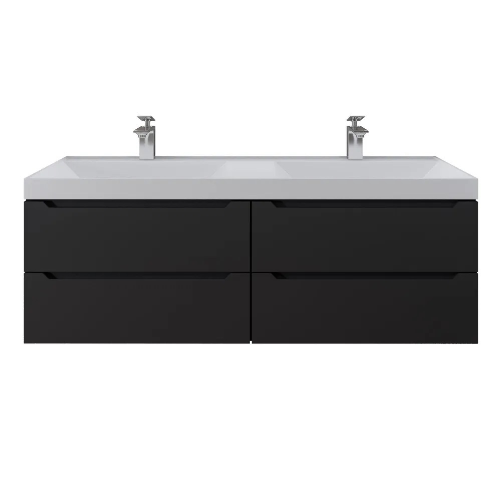 Изображение товара Подвесная тумба для ванной UPERWOOD Tanos 120 см черная матовая с 4 ящиками