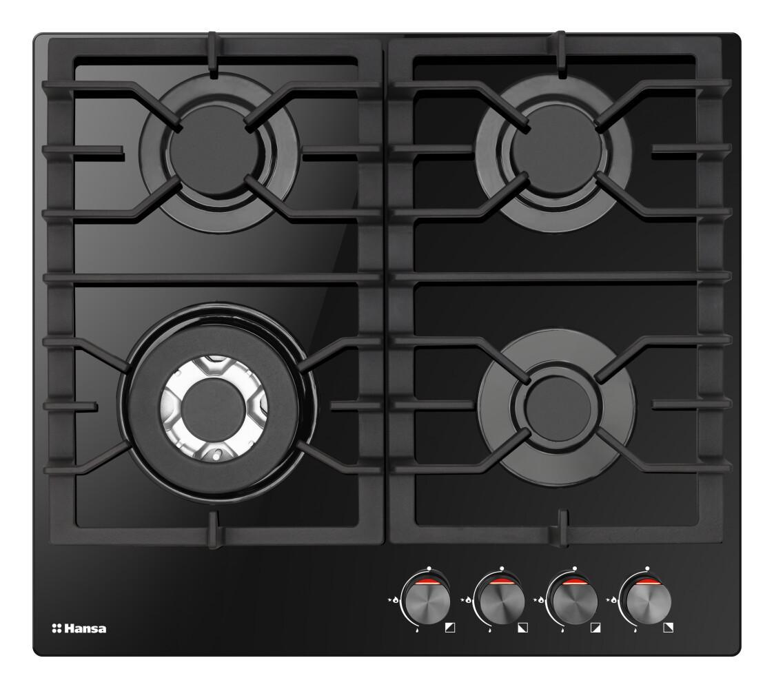 Изображение товара Газовая варочная панель Hansa BHKS611301 4 конфорки черный стильный дизайн