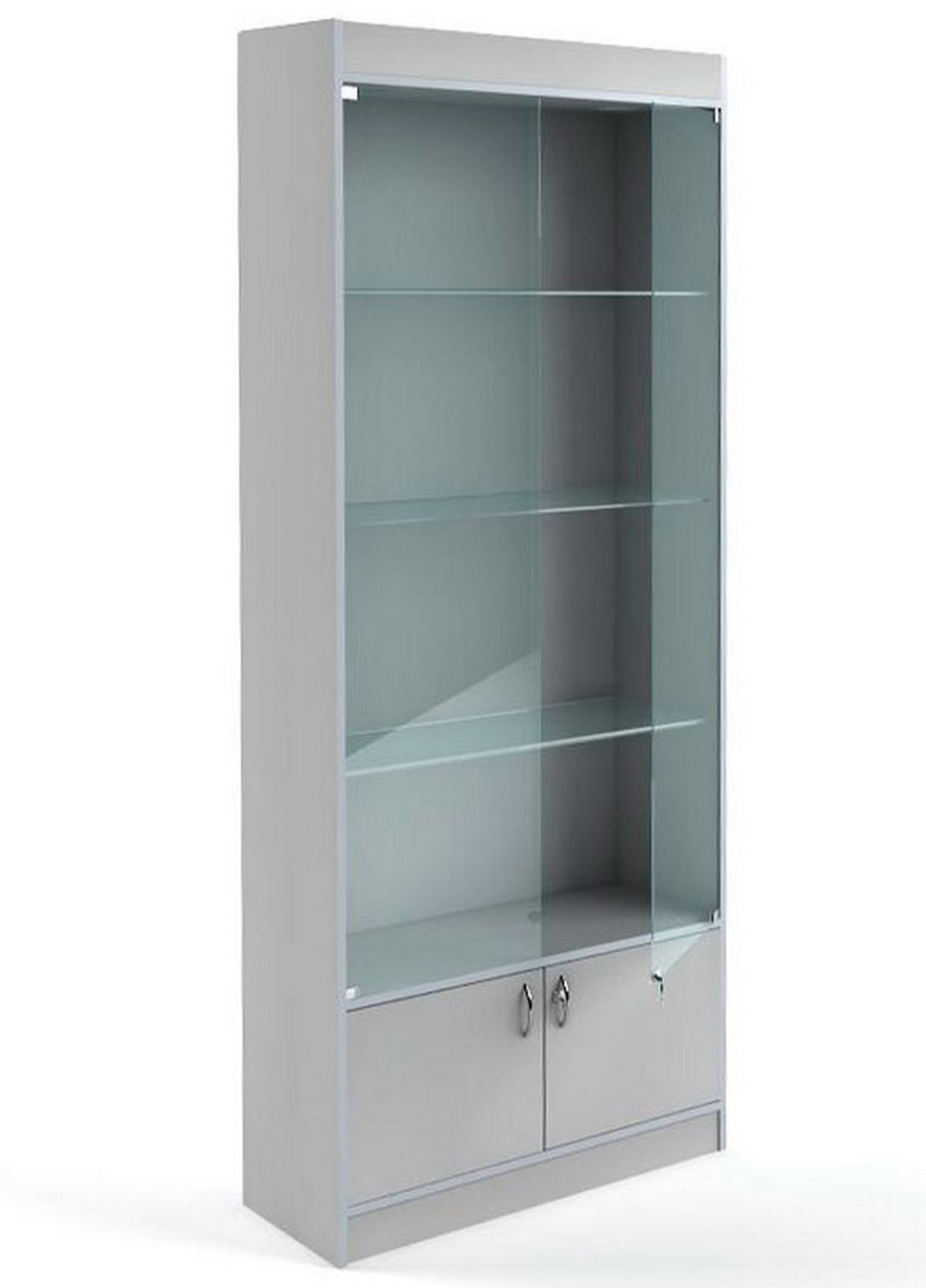 Изображение товара Шкаф-витрина 85x200 см Универсал №64-Д с дверьми дерево/стекло цвет серый