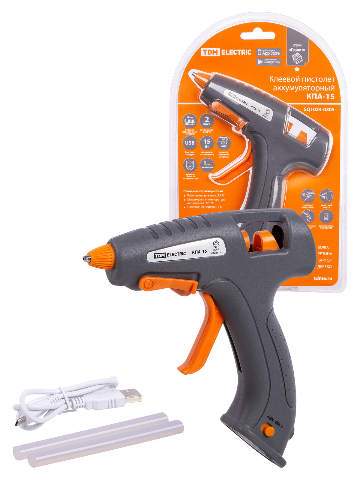 Изображение товара Аккумуляторный клеевой пистолет Tdm Electric SQ1024-0305