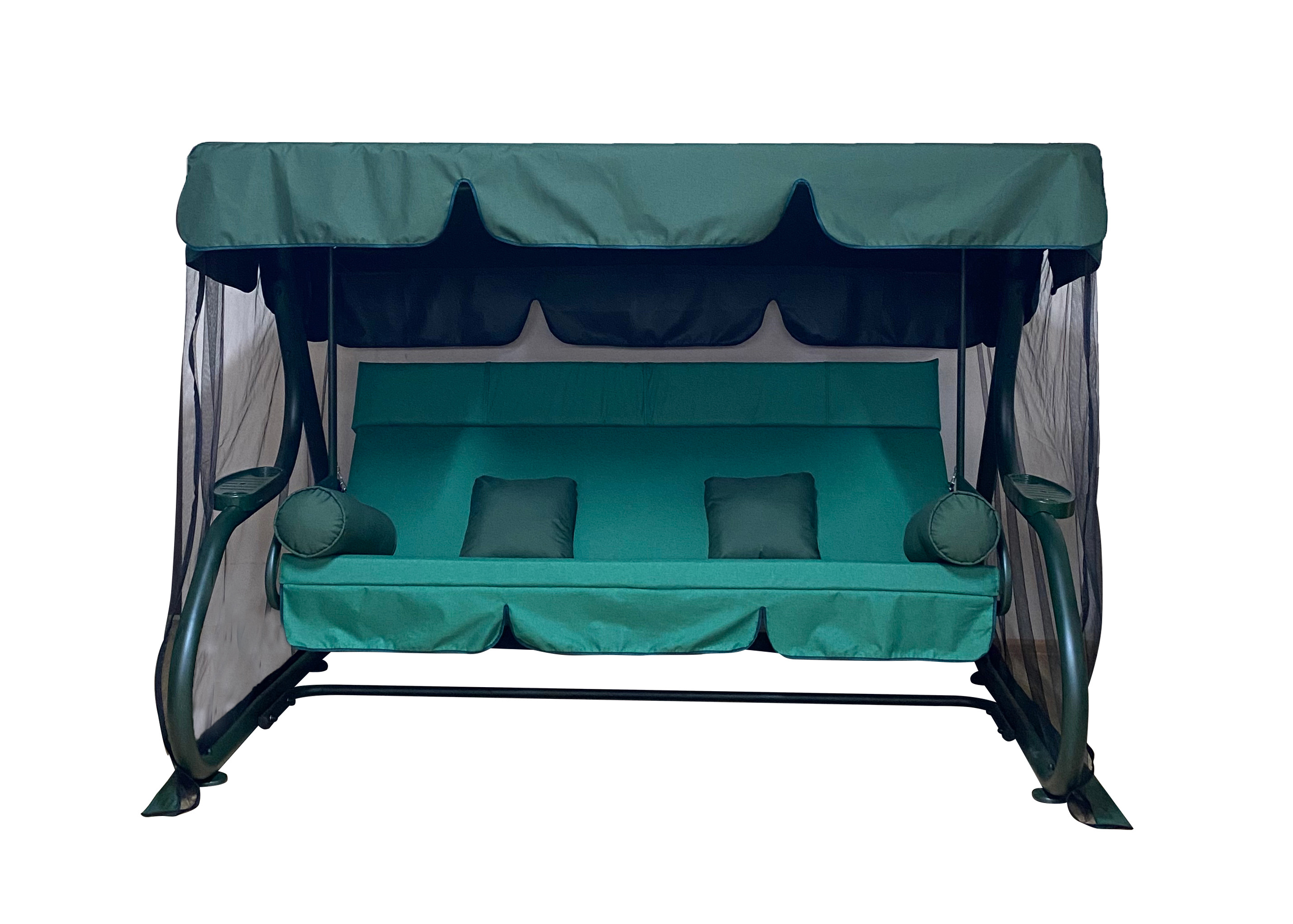 Изображение товара Качели садовые Greengard Миранда до 350 кг зеленые с тентом и подушками