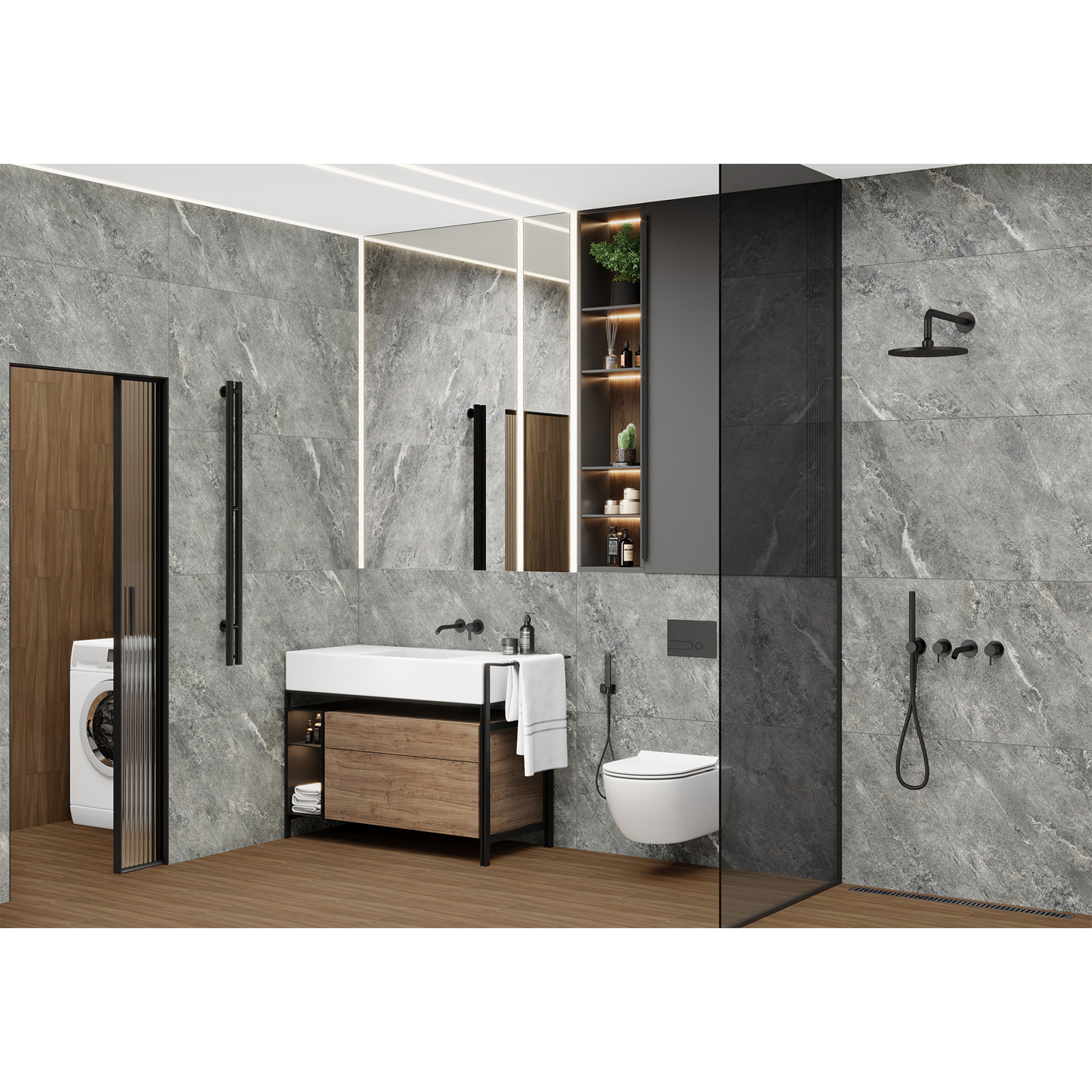 Изображение товара Глазурованный керамогранит LCM 60x120 см, темно-серый, матовый, 2 шт