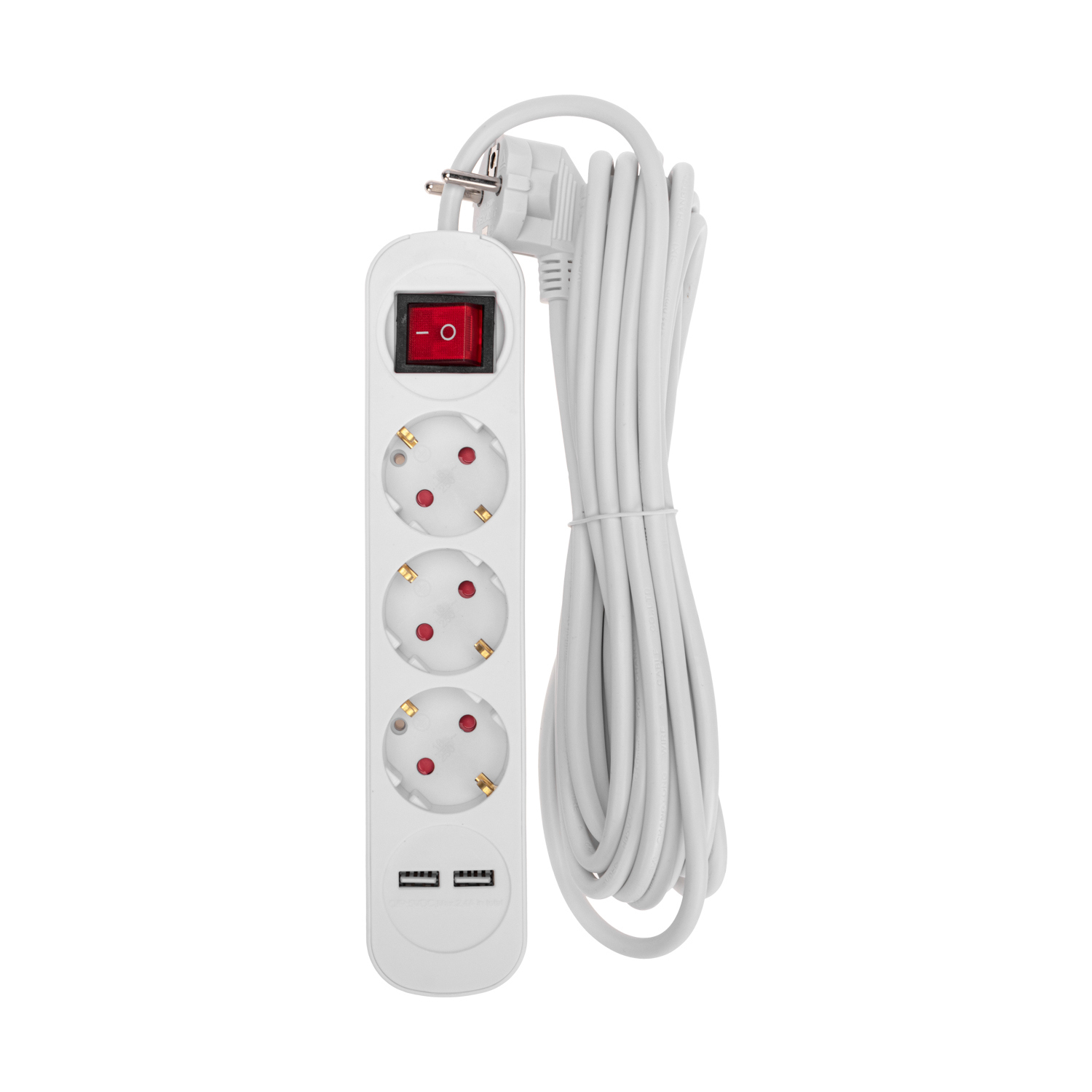 Изображение товара Удлинитель бытовой Rexant 13-4017 3 розетки USB 5м 3500 Вт белый