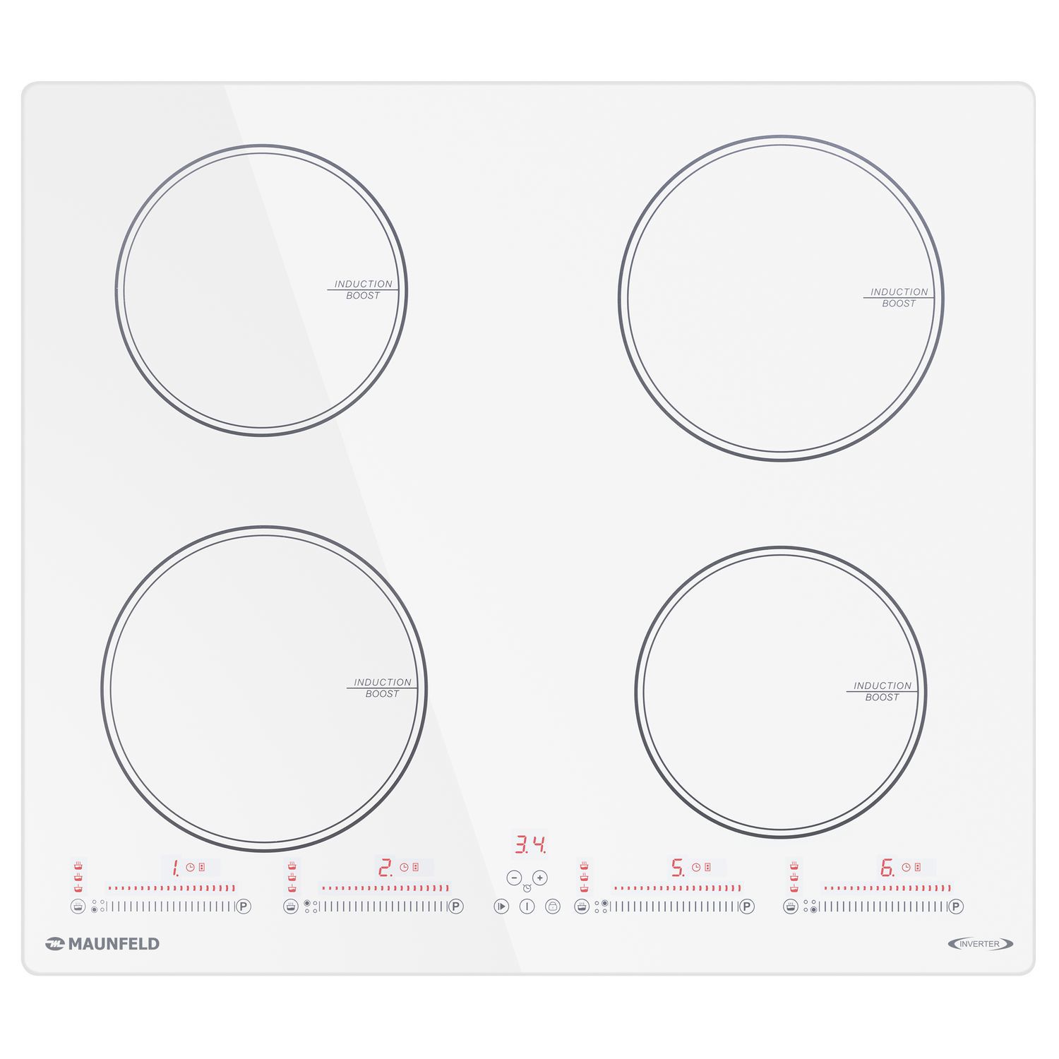 Изображение товара Индукционная варочная панель Maunfeld CVI594SWH Inverter 59 см 4 конфорки Белая