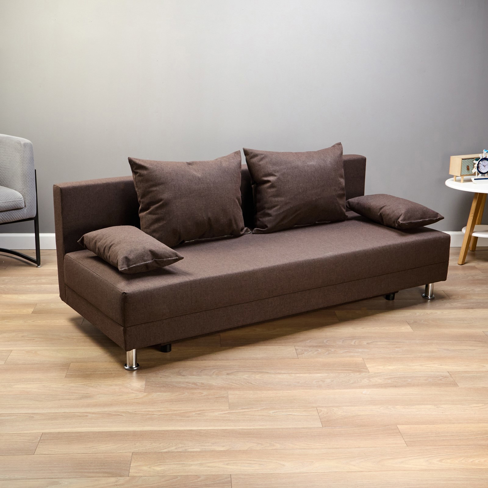 Изображение товара Диван Клик мебель 10387555 прямой 195x64x80 см рогожка коричневый