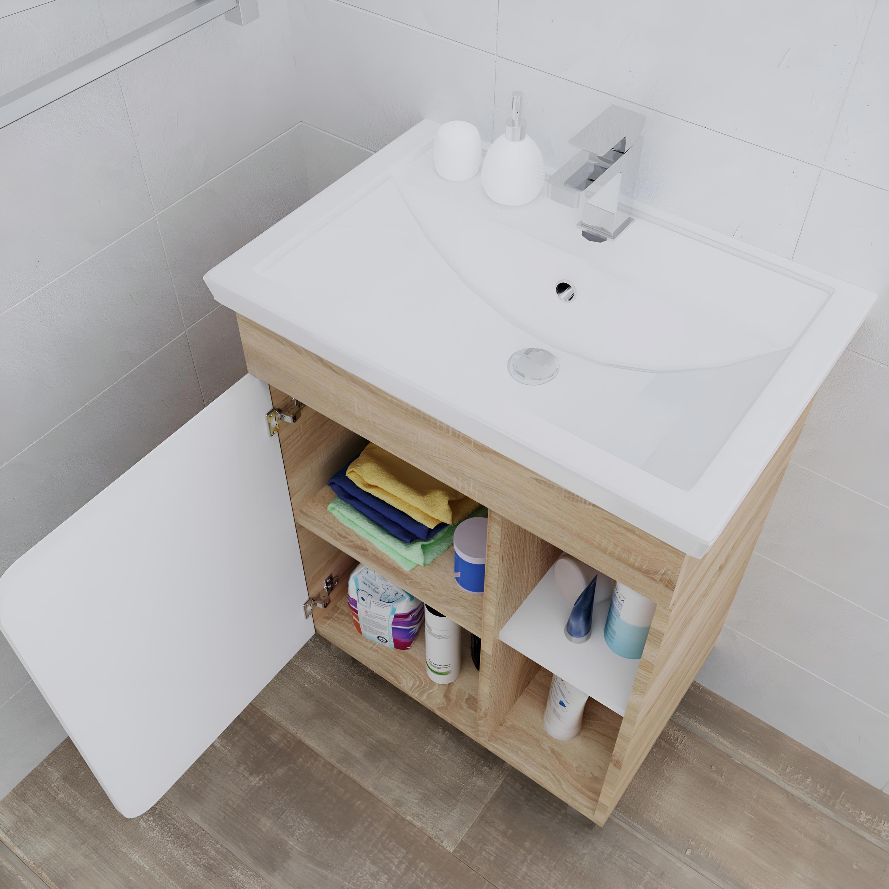 Изображение товара Тумба под раковину в ванную Nuvo 60 Дуб Сонома напольная минималистичная