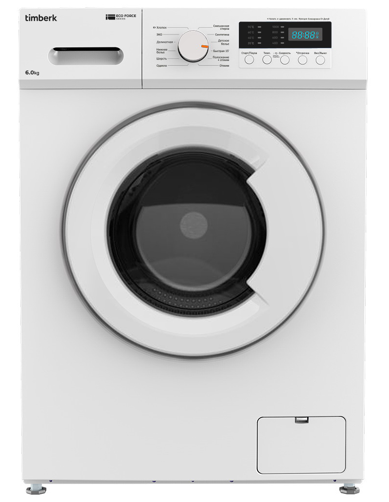 Изображение товара Стиральная машина Timberk T-WM6UM10Q31 6 кг с 12 программами и функцией очистки барабана