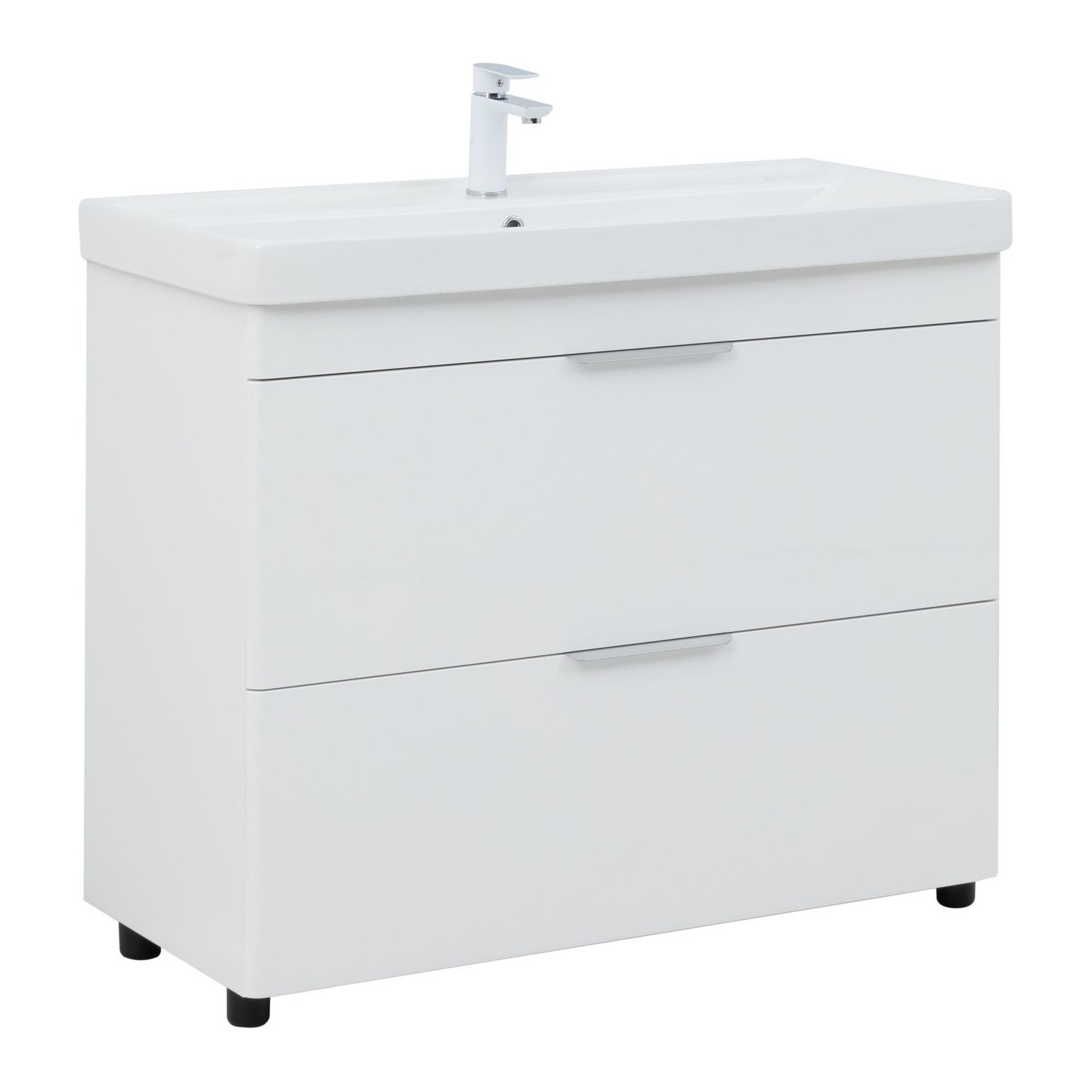 Изображение товара Тумба под раковину Aquanet Ирис new 100 напольная цвет белый глянец