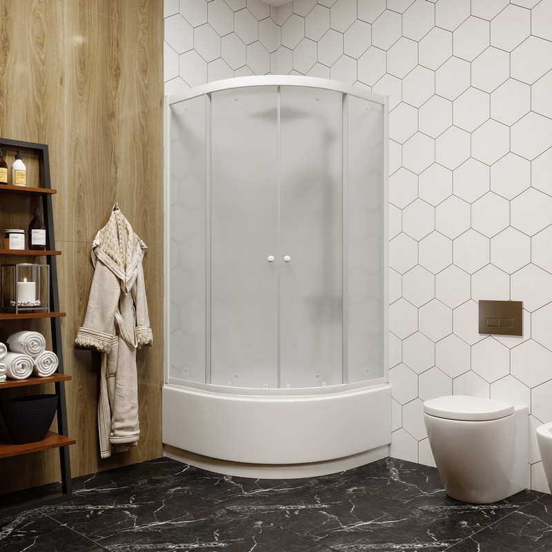 Изображение товара Душевой уголок Parly 9158 1/4 круга 90x90см с высоким поддоном и матовым стеклом