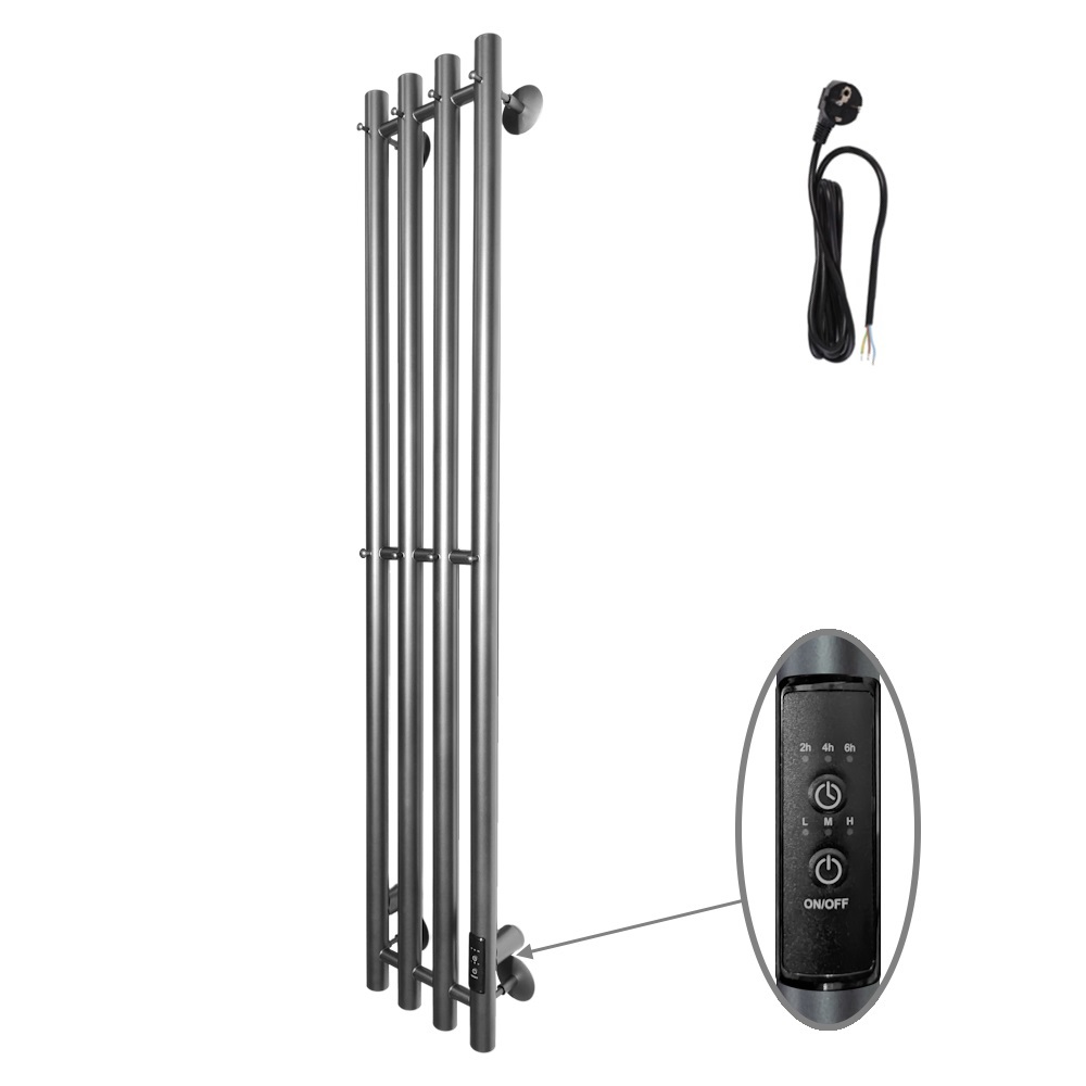 Изображение товара Электрический полотенцесушитель Altasan Арго 76 Вт 1200 мм черный муар с терморегулятором