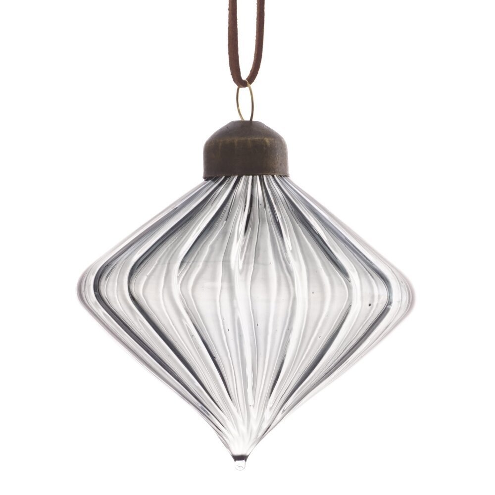 Изображение товара Елочная игрушка КАПЛЯ из стекла 9.5 см серый серебристый новогоднее украшение