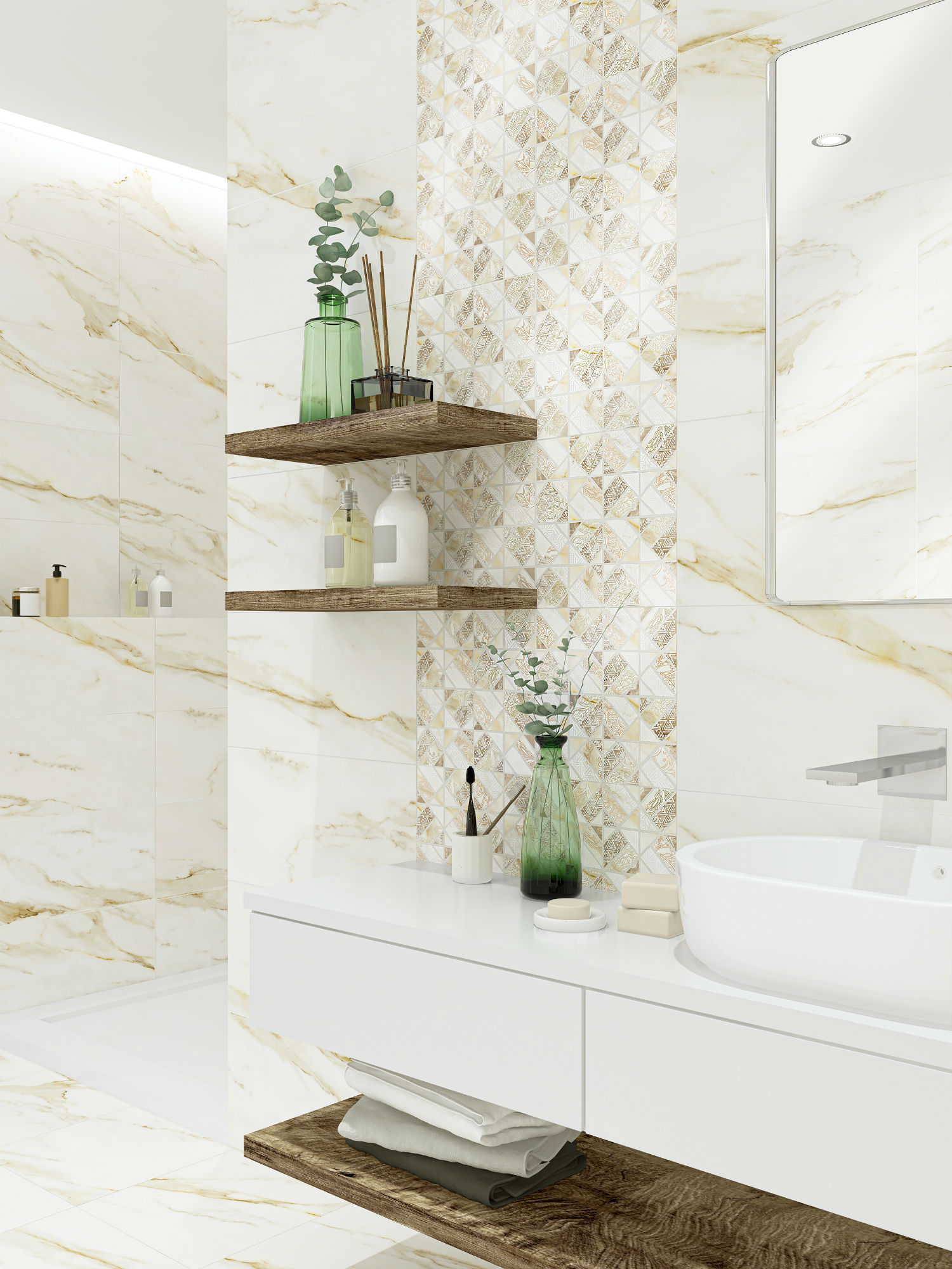 Изображение товара Керамическая плитка Azori 76 Calacatta royal style 509491101 31.5x63см 1.59 м² цвет кремовый